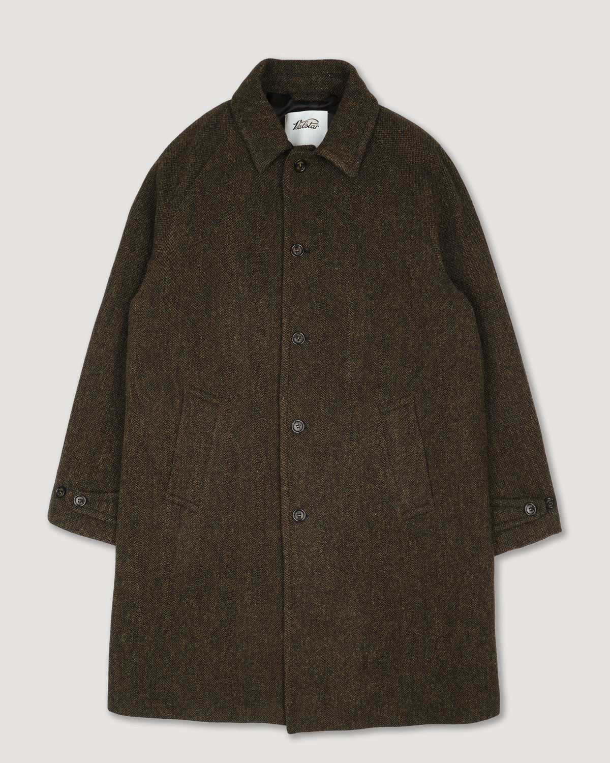 Cappotto Vittorio in pura lana vergine fantasia broken twill, foderato. Verde - Militare/Tabacco