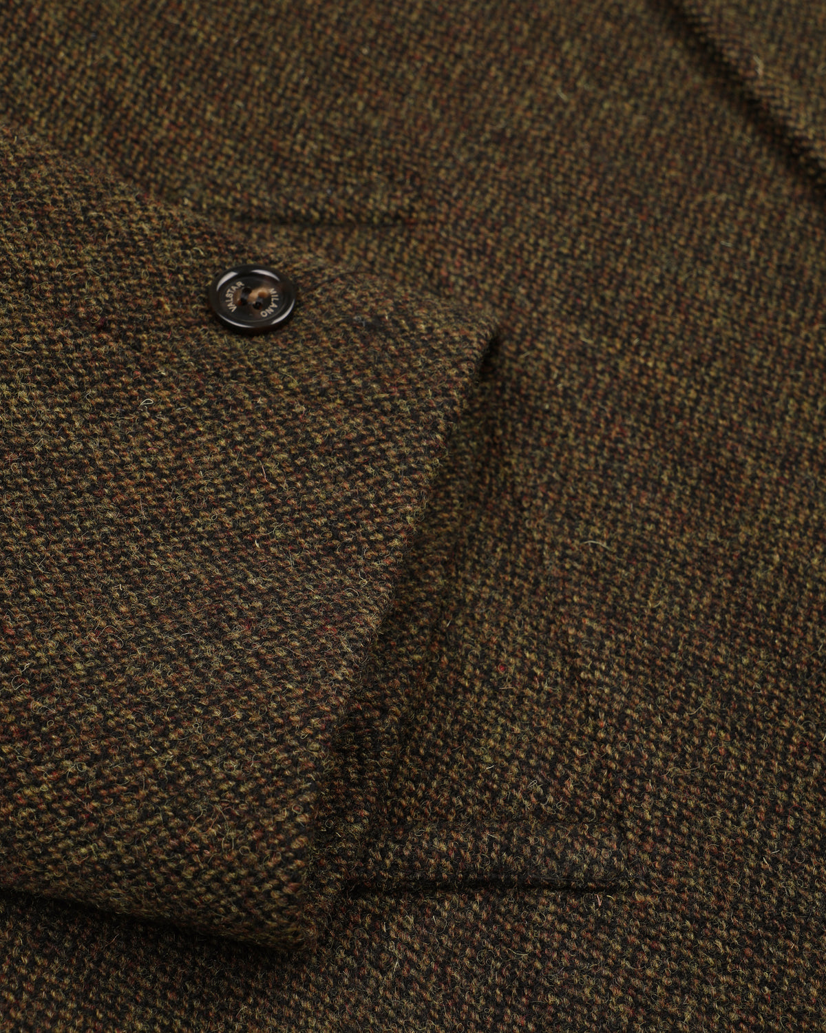 Cappotto Vittorio in pura lana vergine fantasia broken twill, foderato. Verde - Militare/Tabacco
