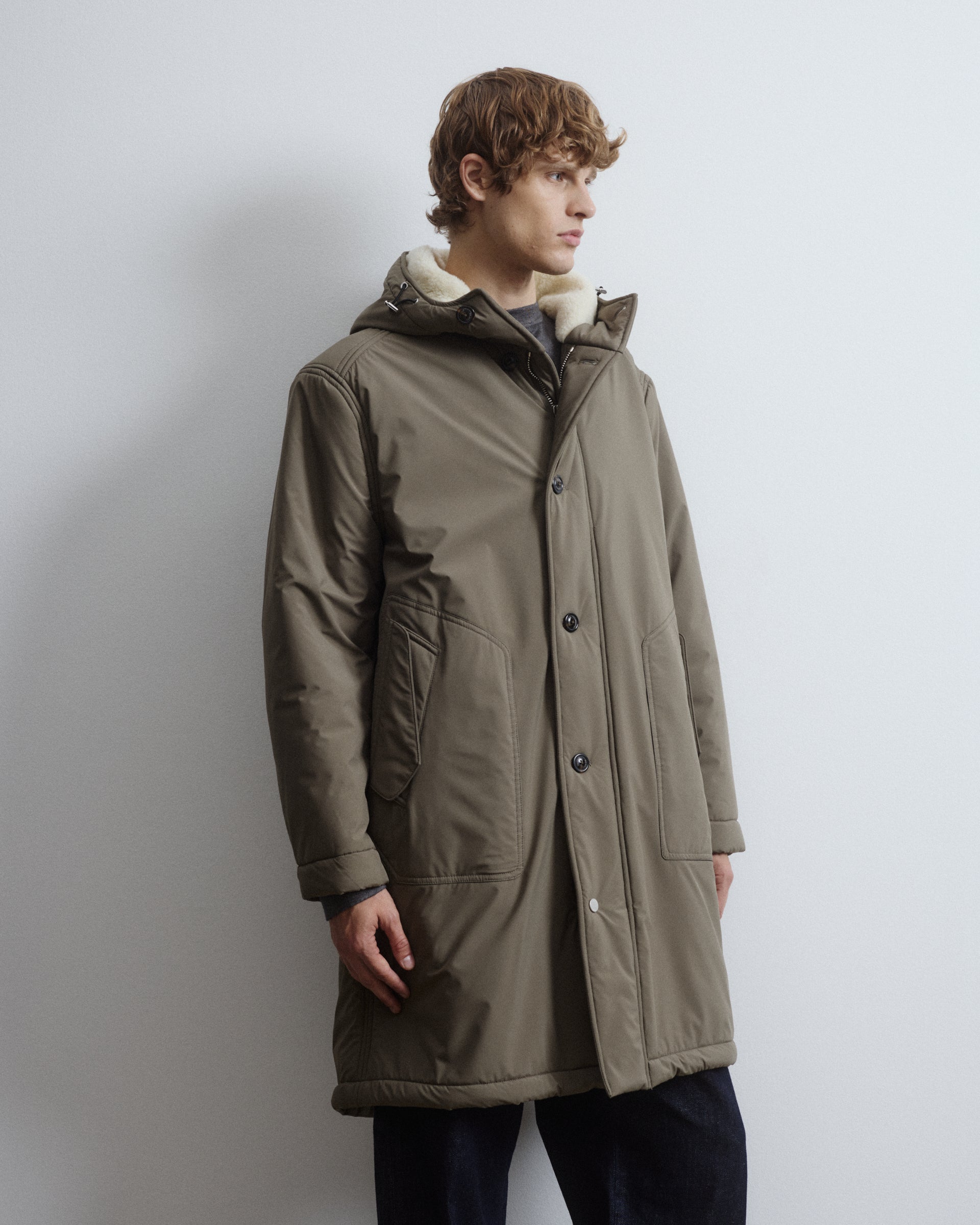 Norge Parka in waterproof microfiber fabric with a wool–cotton blend f