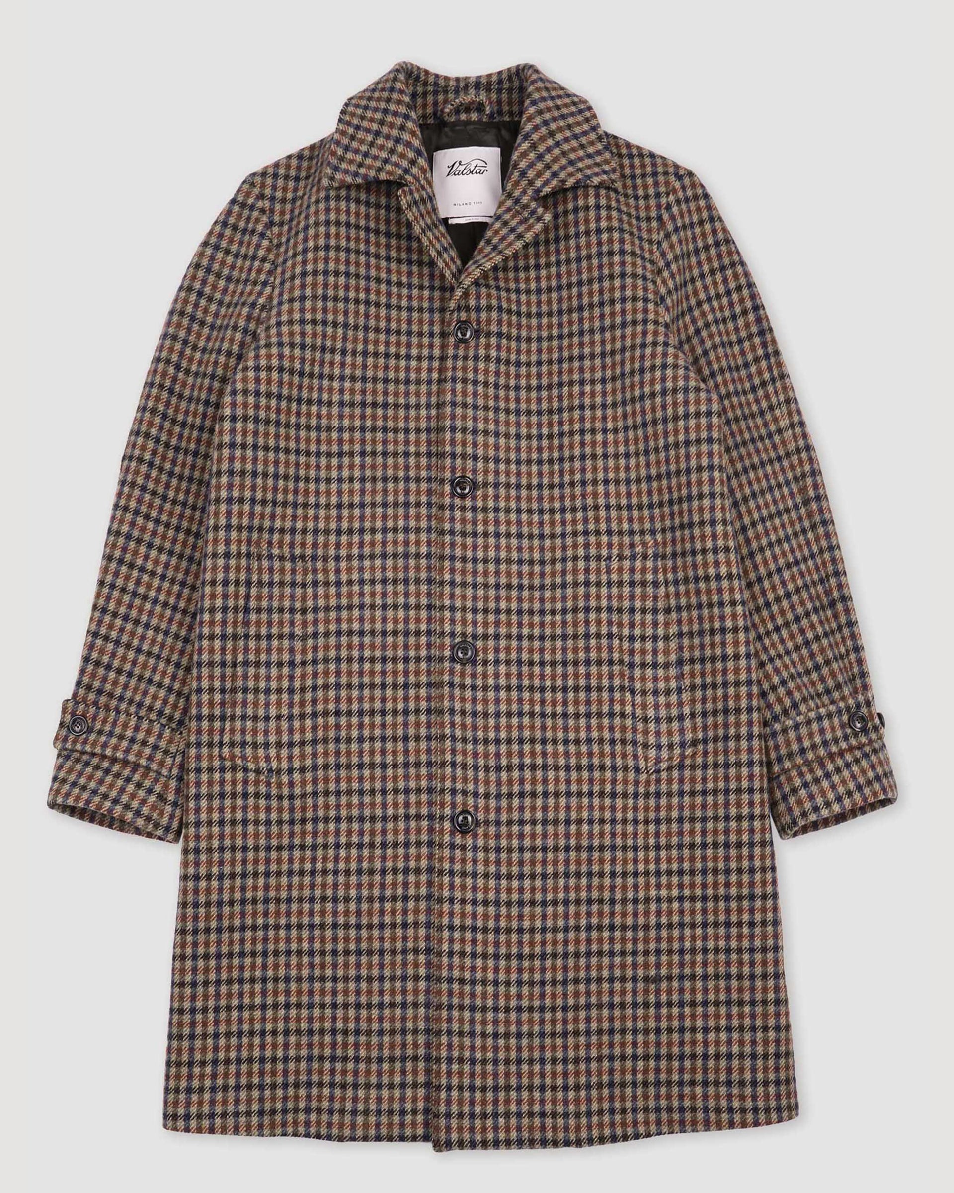 Cappotto Marcello in pura lana vergine fantasia check, foderato - Cammello/Bluette/Marrone