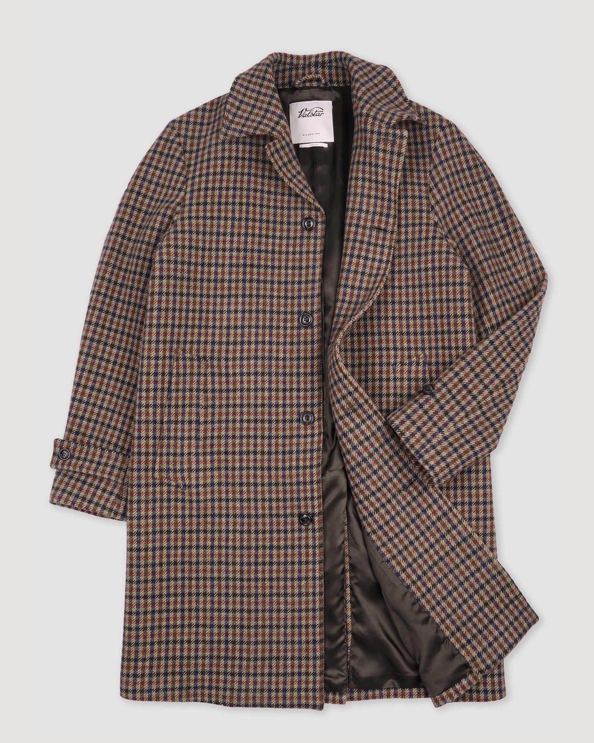 Cappotto Marcello in pura lana vergine fantasia check, foderato - Cammello/Bluette/Marrone