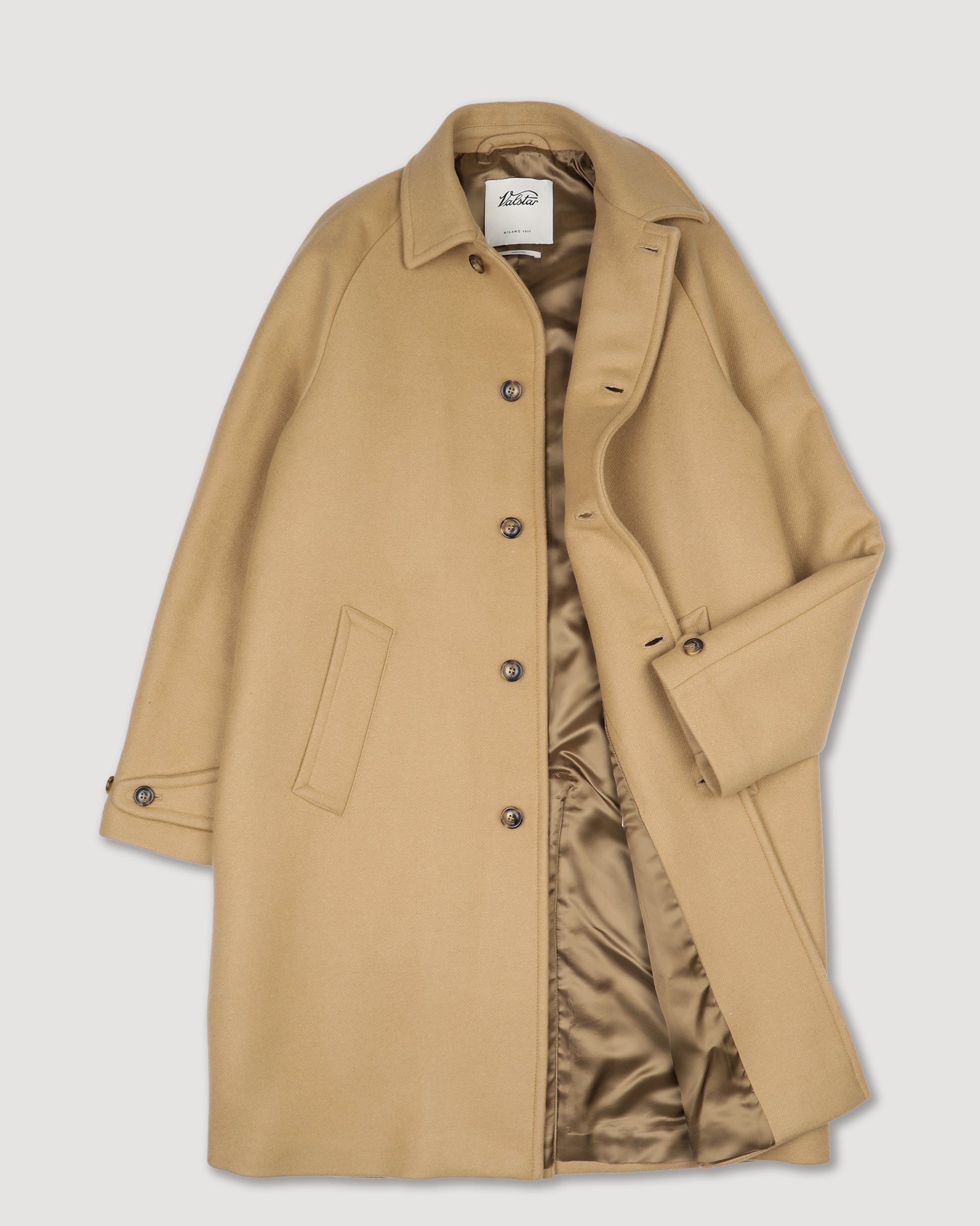 Cappotto Vittorio in panno di pura lana vergine, foderato. Beige - Camel