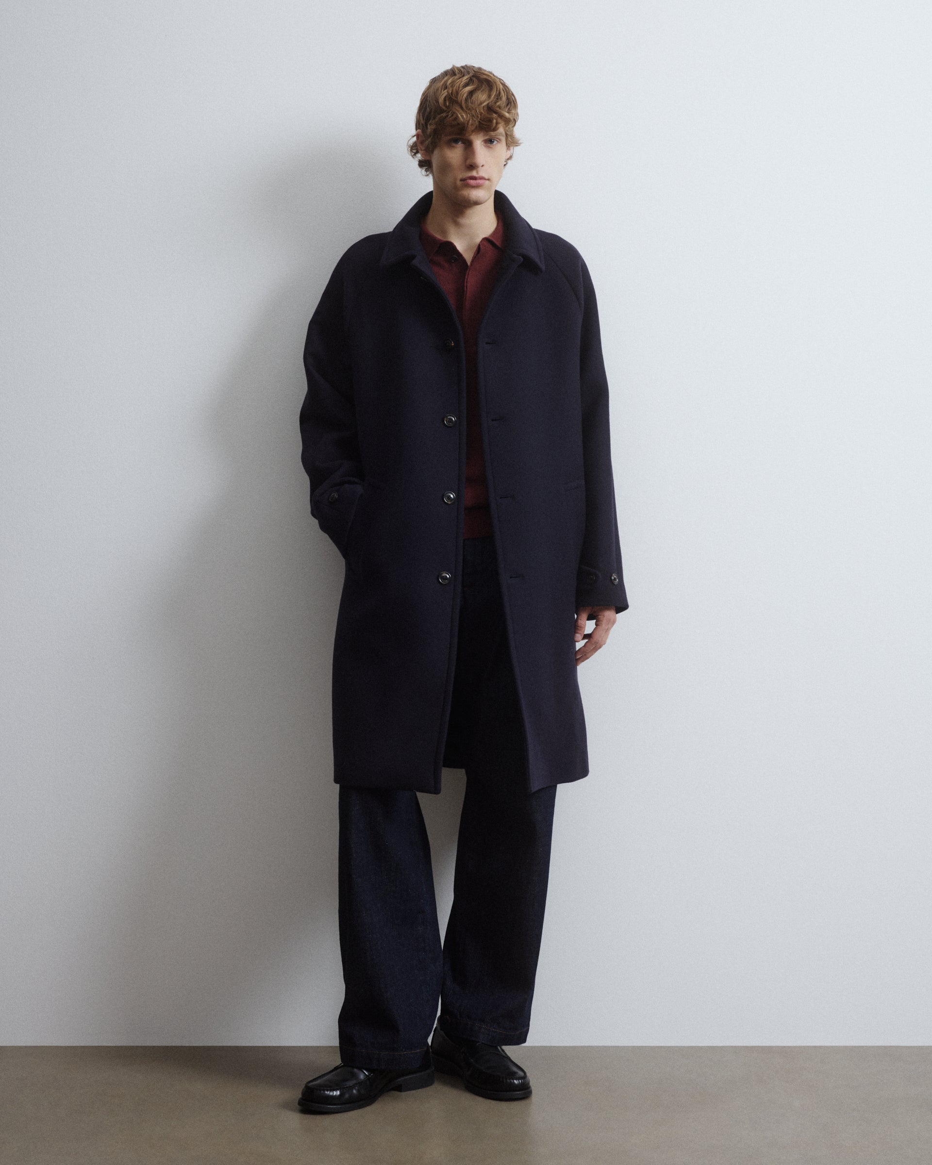 Cappotto Vittorio in panno di pura lana vergine, foderato. Blu - Navy
