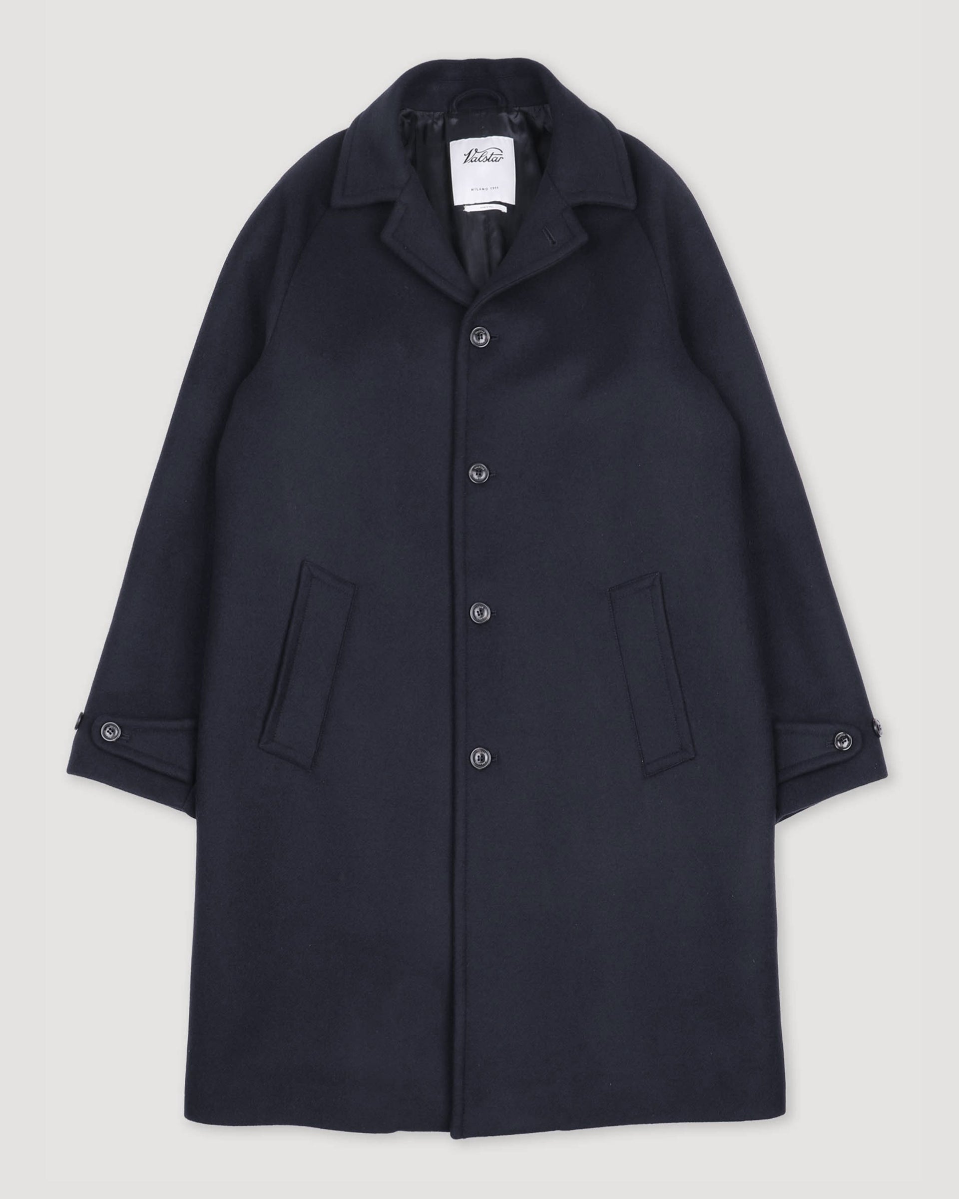Vittorio lined overcoat in virgin wool felt. Blue - Navy