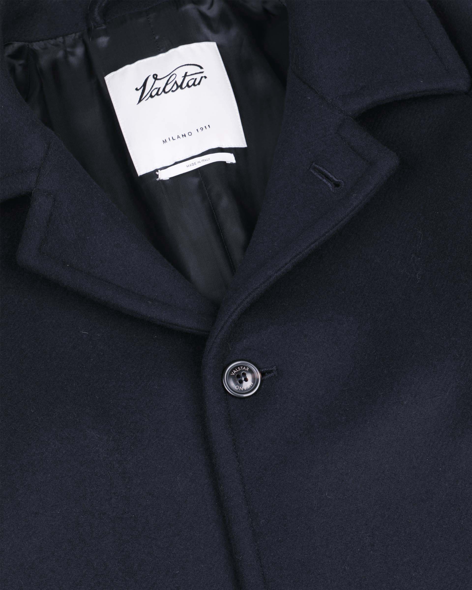 Vittorio lined overcoat in virgin wool felt. Blue - Navy
