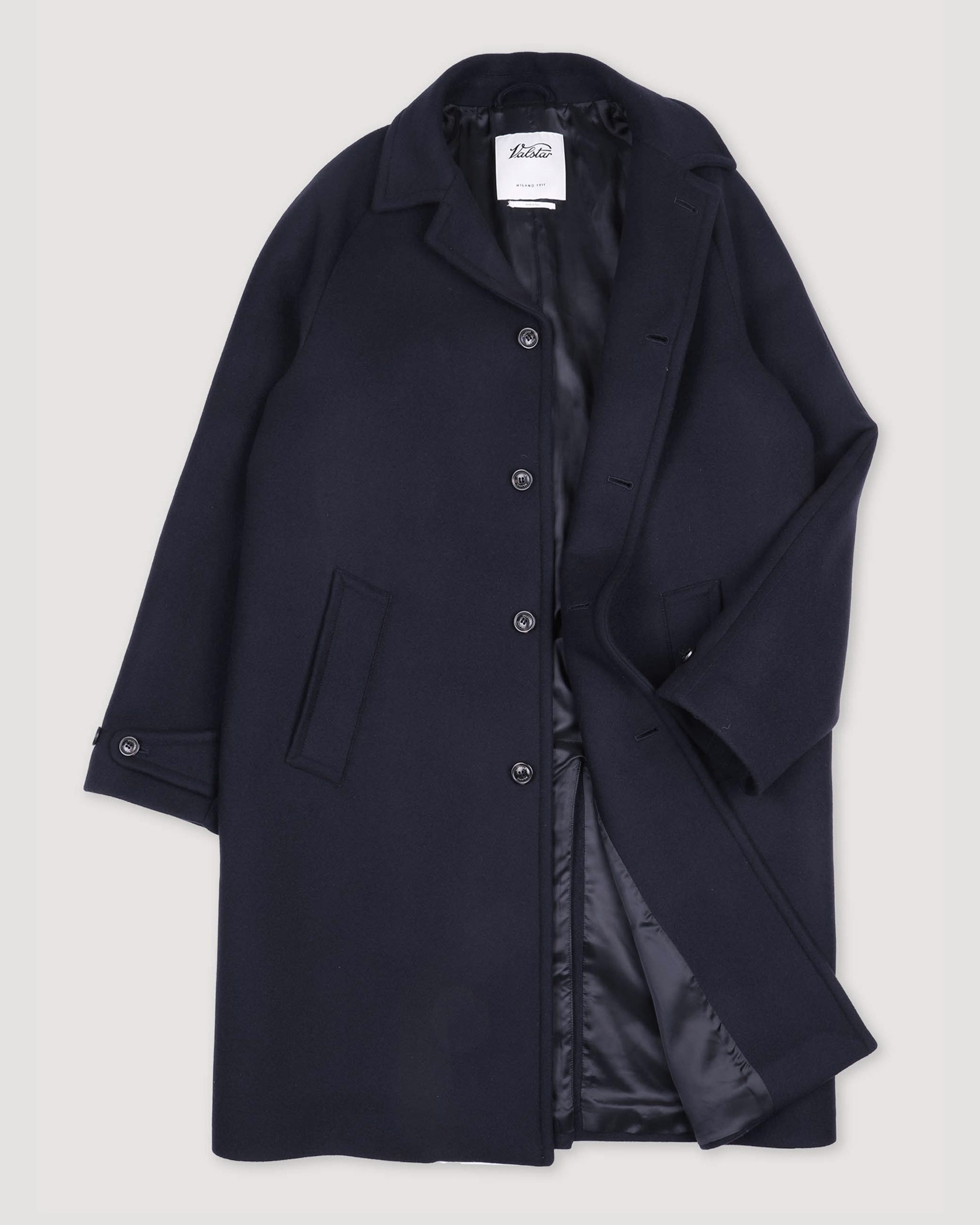 Cappotto Vittorio in panno di pura lana vergine, foderato. Blu - Navy