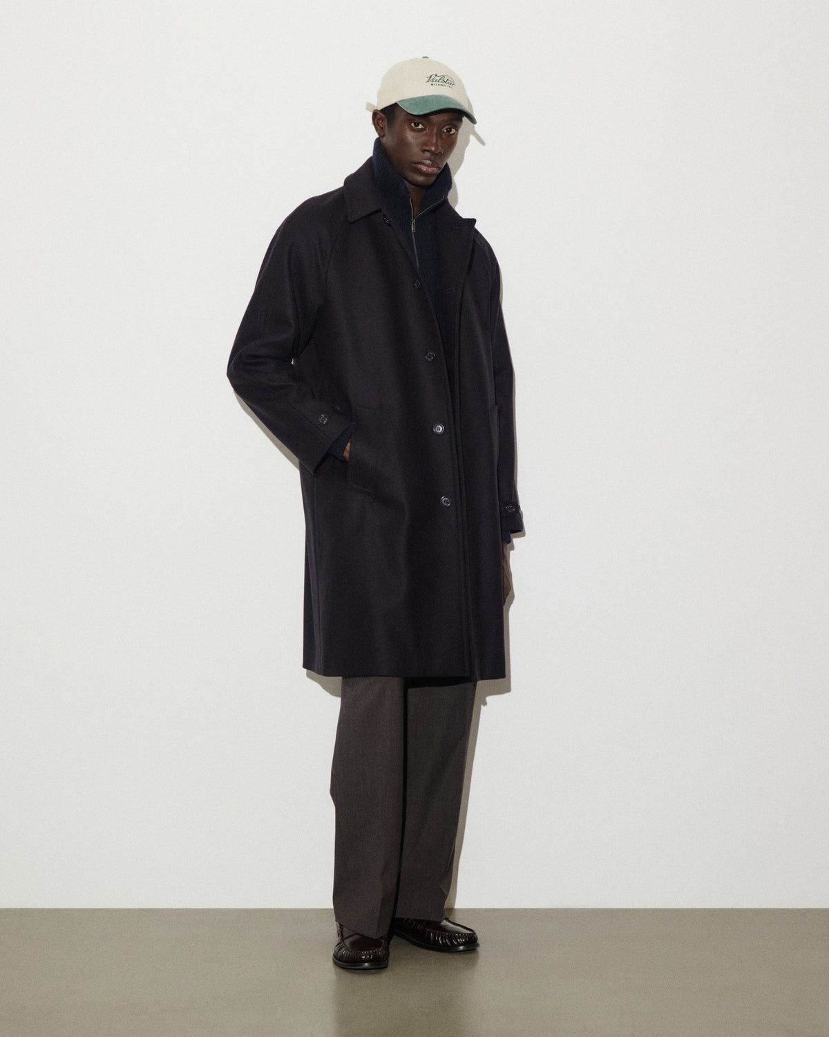 Cappotto Vittorio in panno di misto lana, foderato. Blu - Navy
