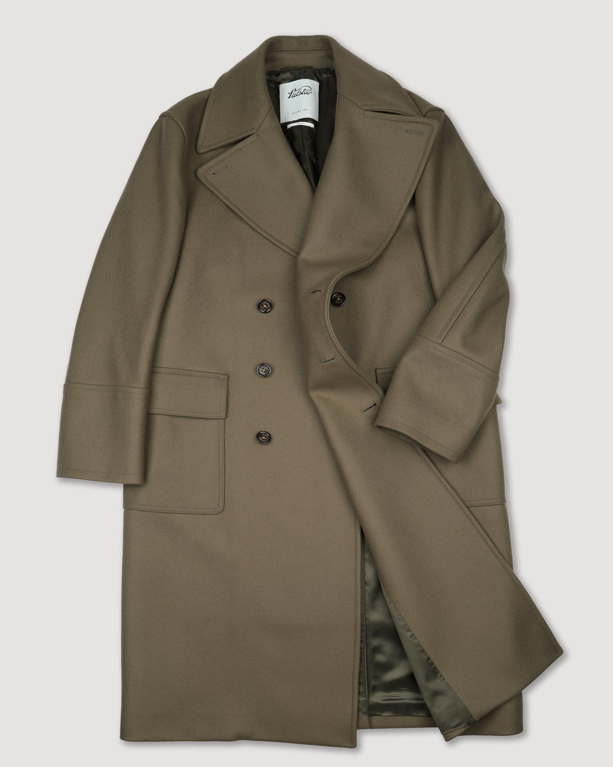 Cappotto doppiopetto Clifford in panno di misto lana, foderato. Verde - Cappero