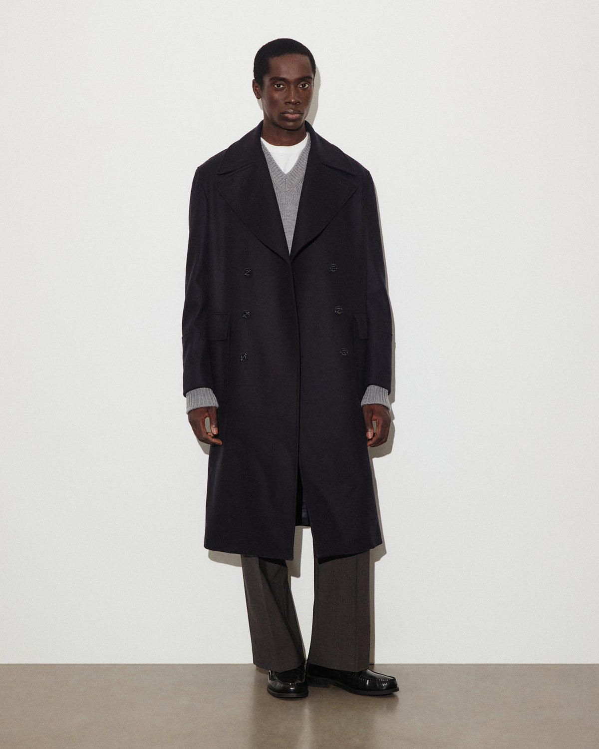 Cappotto doppiopetto Clifford in panno di misto lana, foderato. Blu - Navy