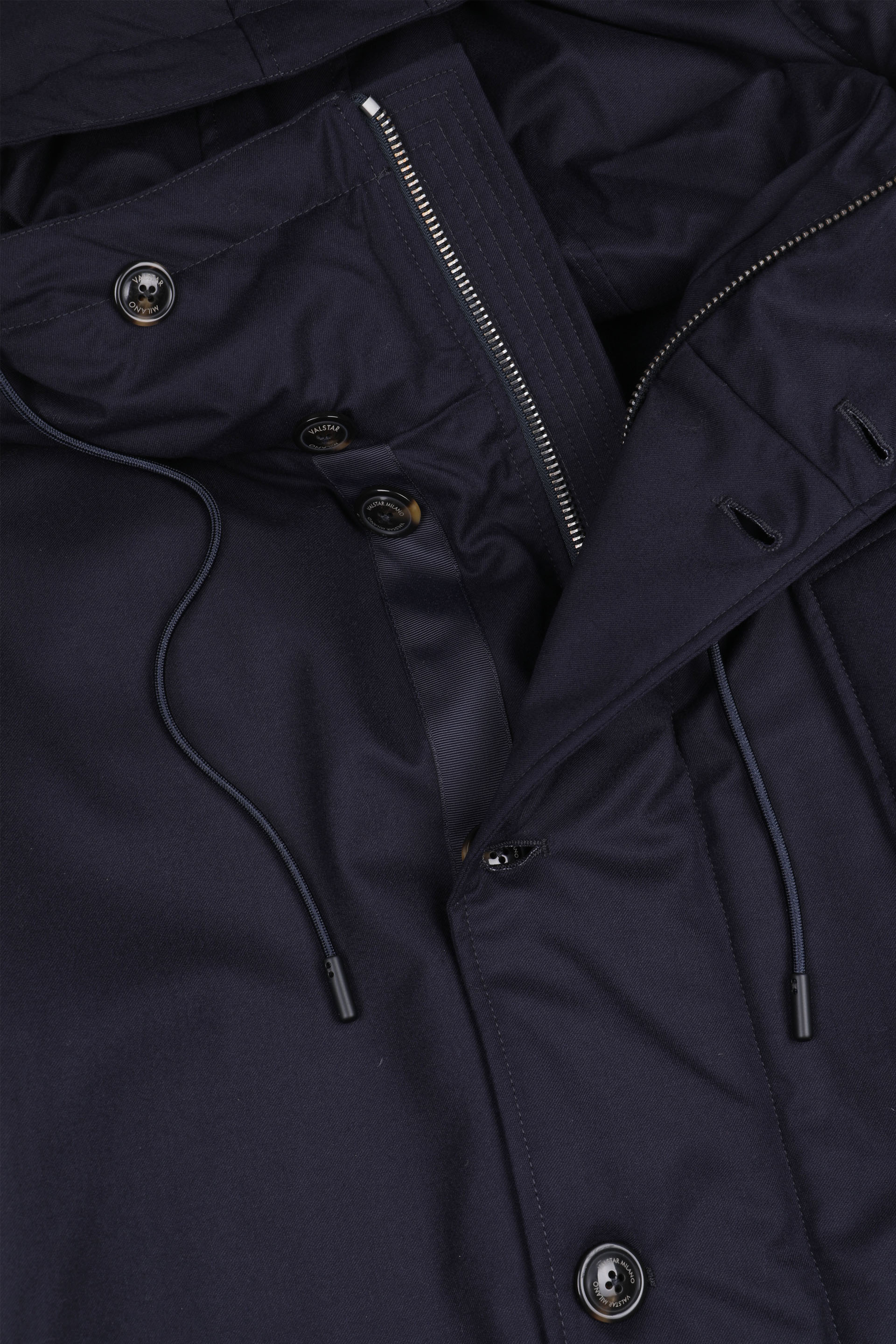 PARKA IMBOTTITO IN PIUMA, FLANELLA DI LANA VERGINE 2 LAYER - Navy blue