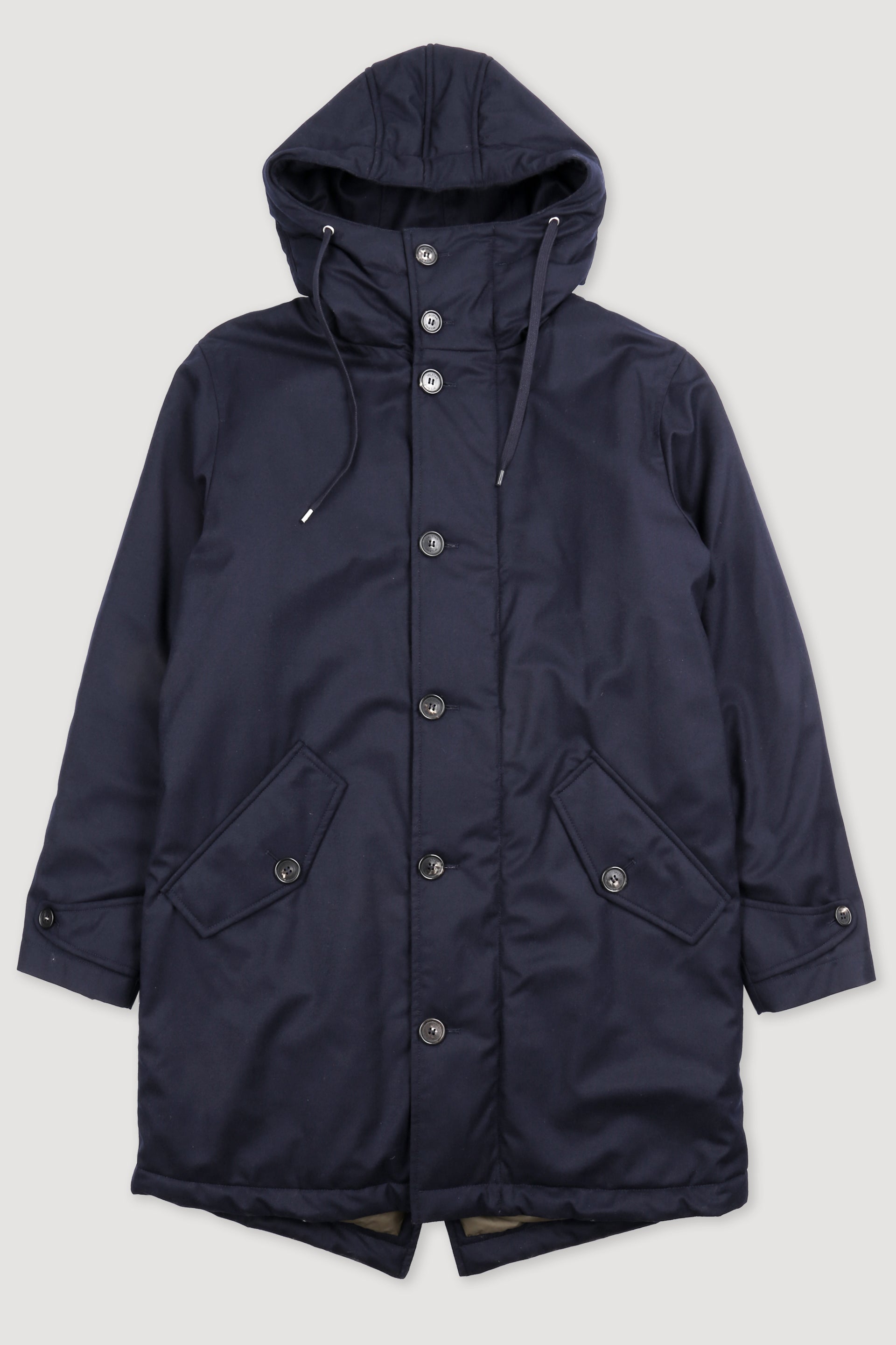 PARKA IMBOTTITO IN TESSUTO DI COTONE CERATO - Navy blue