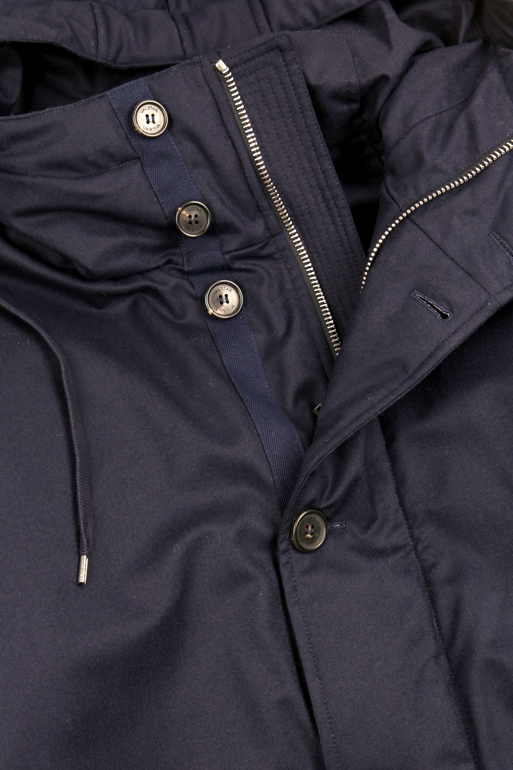 PARKA IMBOTTITO IN TESSUTO DI COTONE CERATO - Navy blue