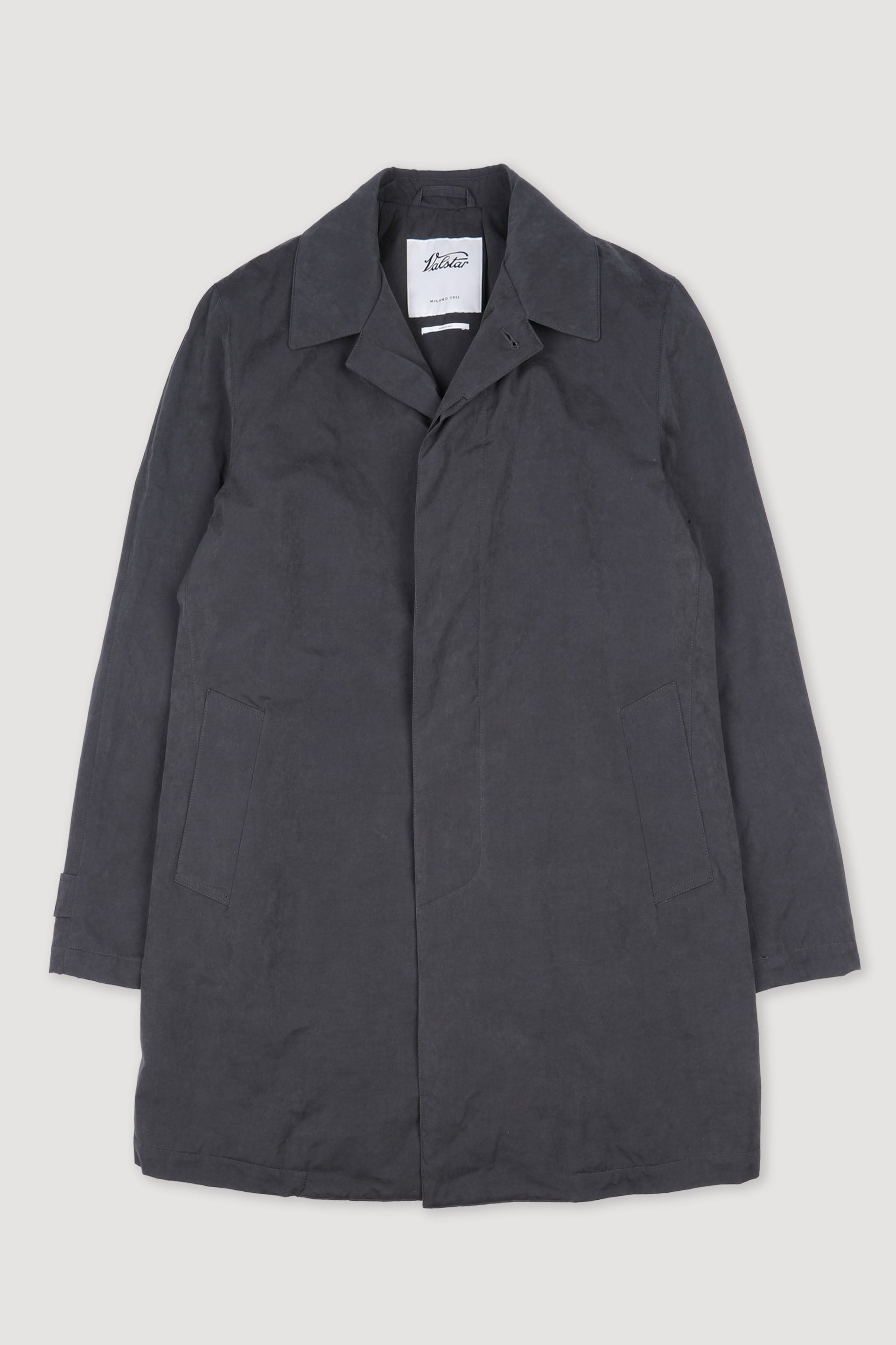 TRENCH COAT MILANO, TESSUTO MISTO COTONE CERATO WR, IMBOTTITO - Fumo di londra