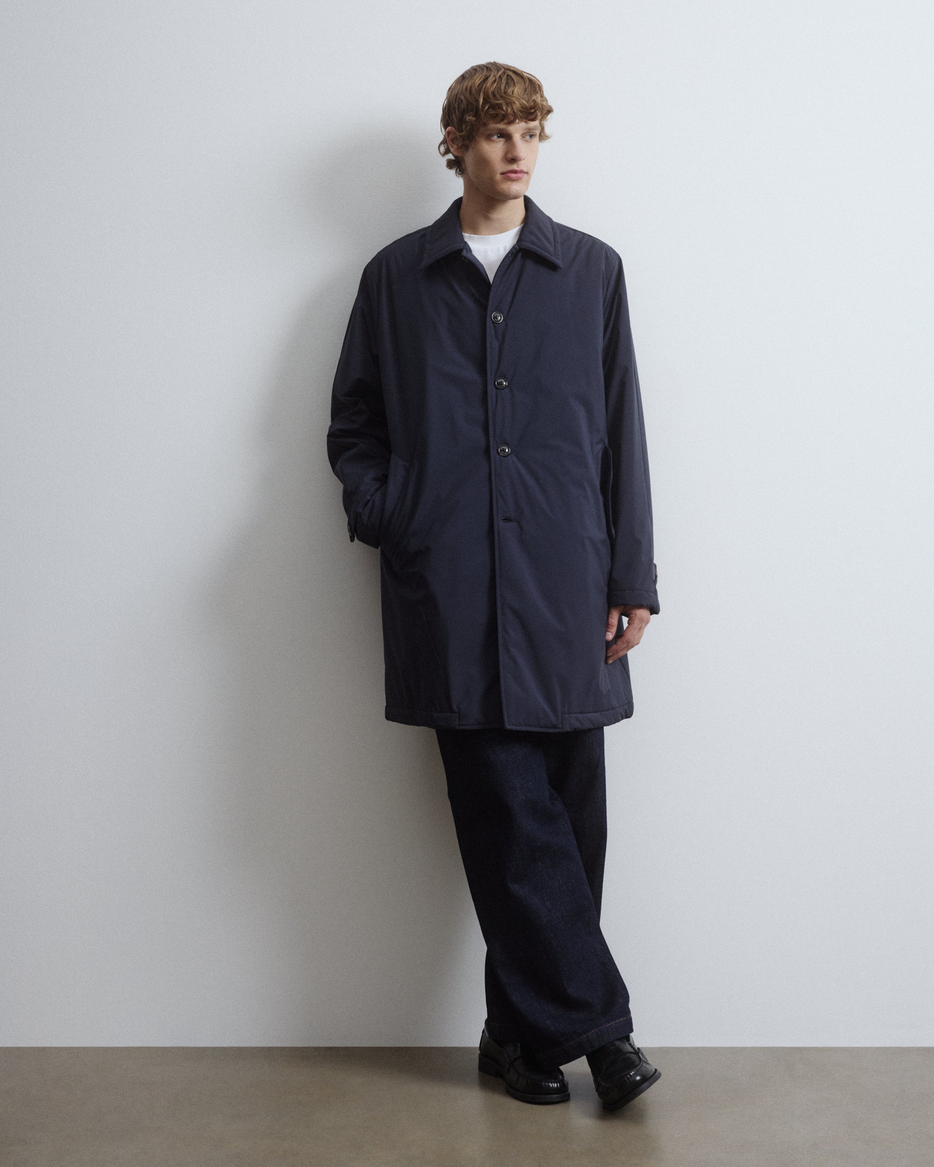 UOMO-OVERCOAT IN TESSUTO MICROFIBRA WATER-PROOF TRASPIRANTE ,IMBOTTITO, FODERA TRAPUNTATA - Navy