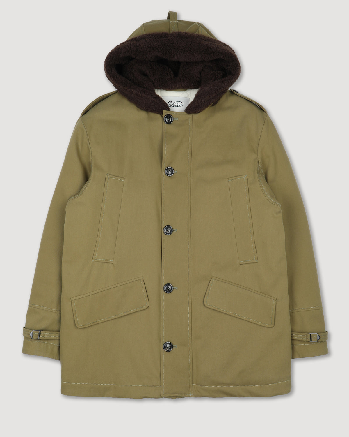Parka Livingstone in cotone organico water repellent con interno cappuccio in pelliccetta di misto lana. Verde - Cardamomo