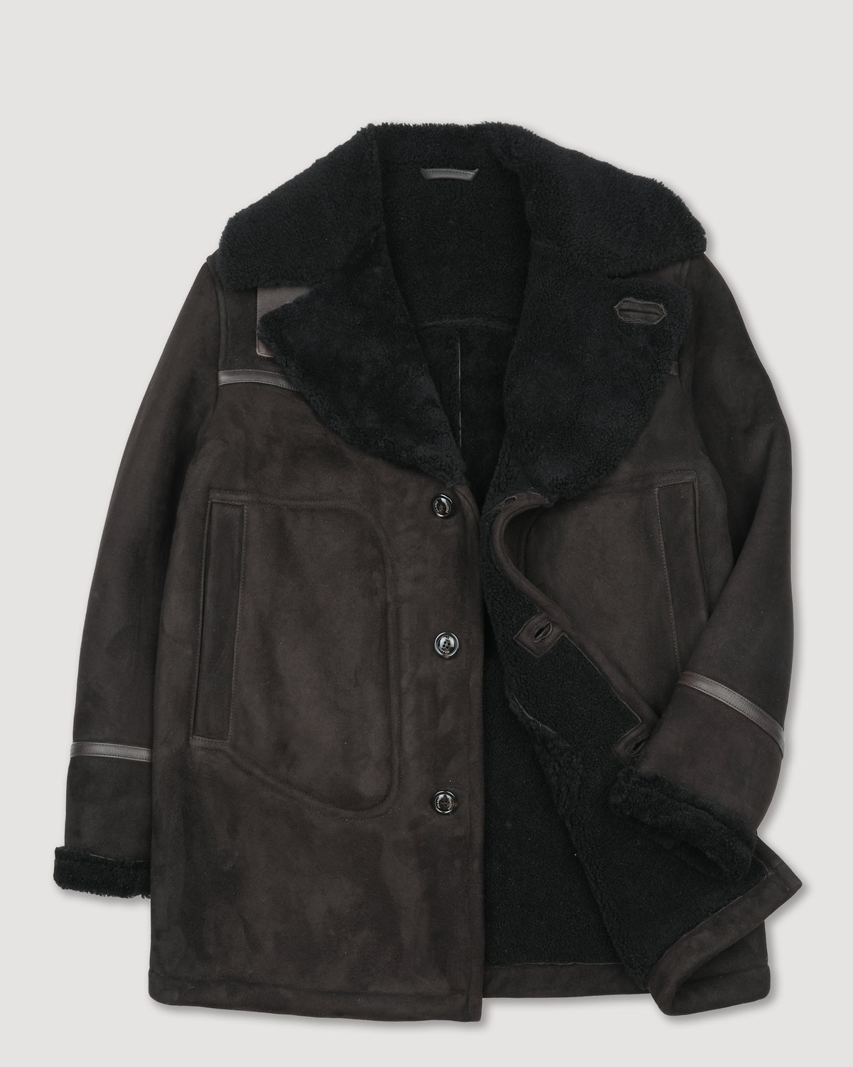 Giaccone Burton in montone suede. Marrone - Testa di moro/moro sc.