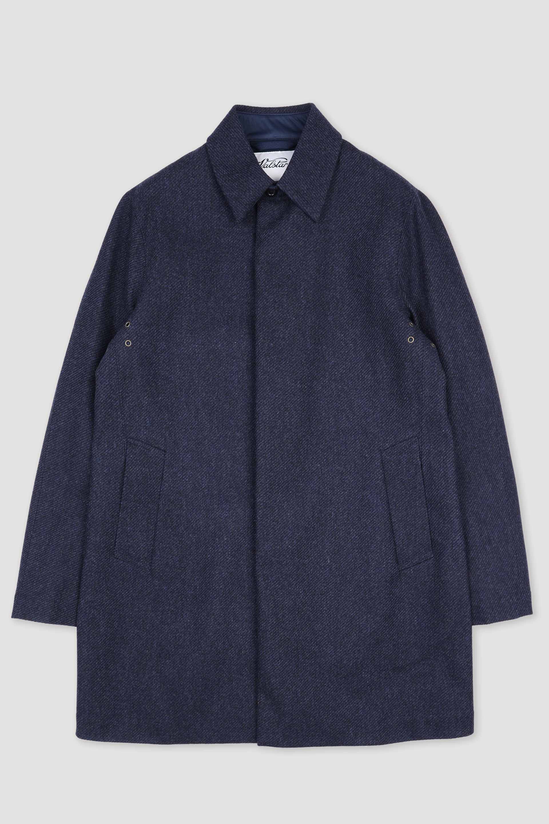 Trench in pura lana, storm system - Navy blue