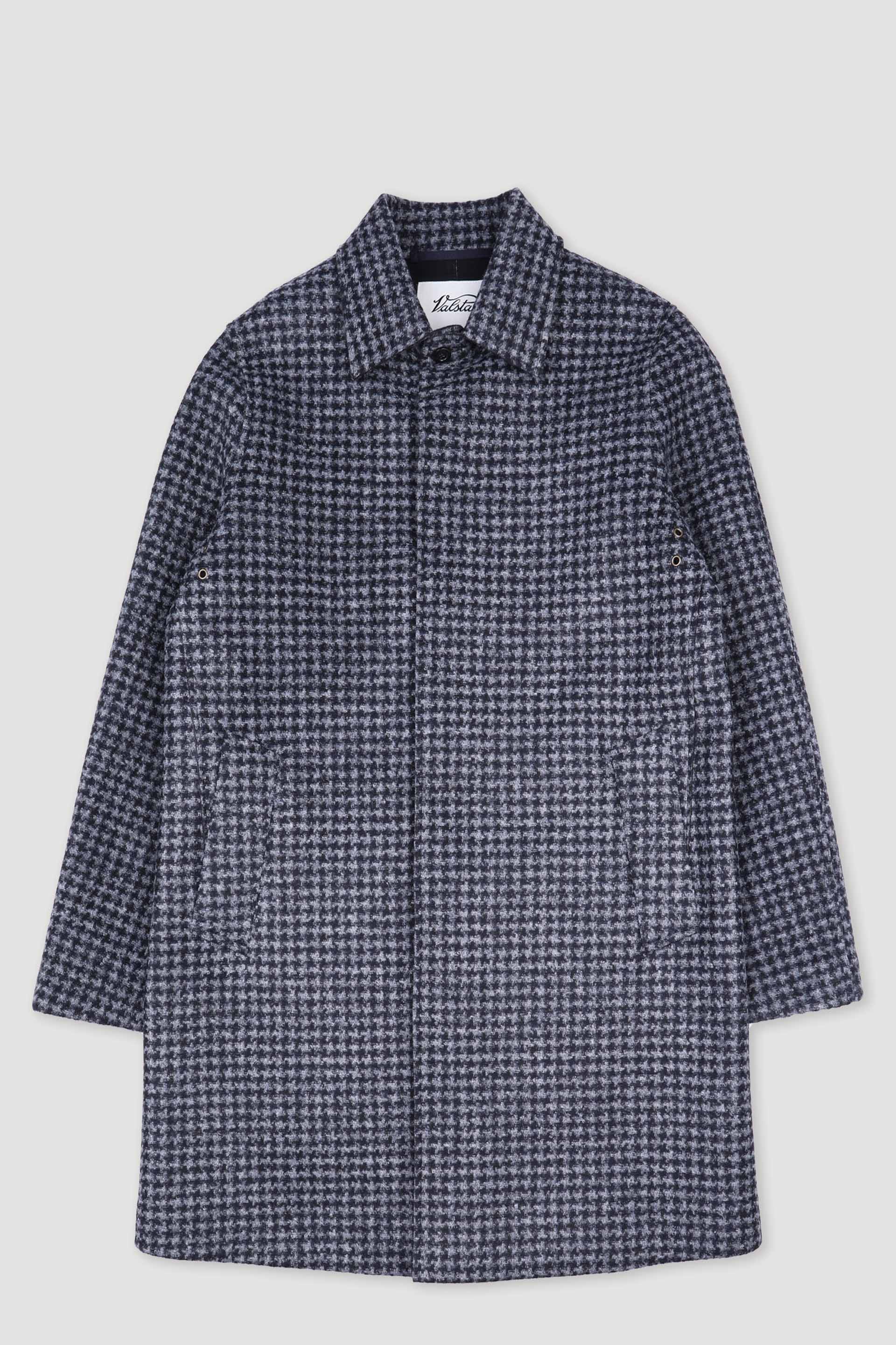 Trench in jersey tecnico, fantasia pied poule. Bicolore - Navy blue/Grigio