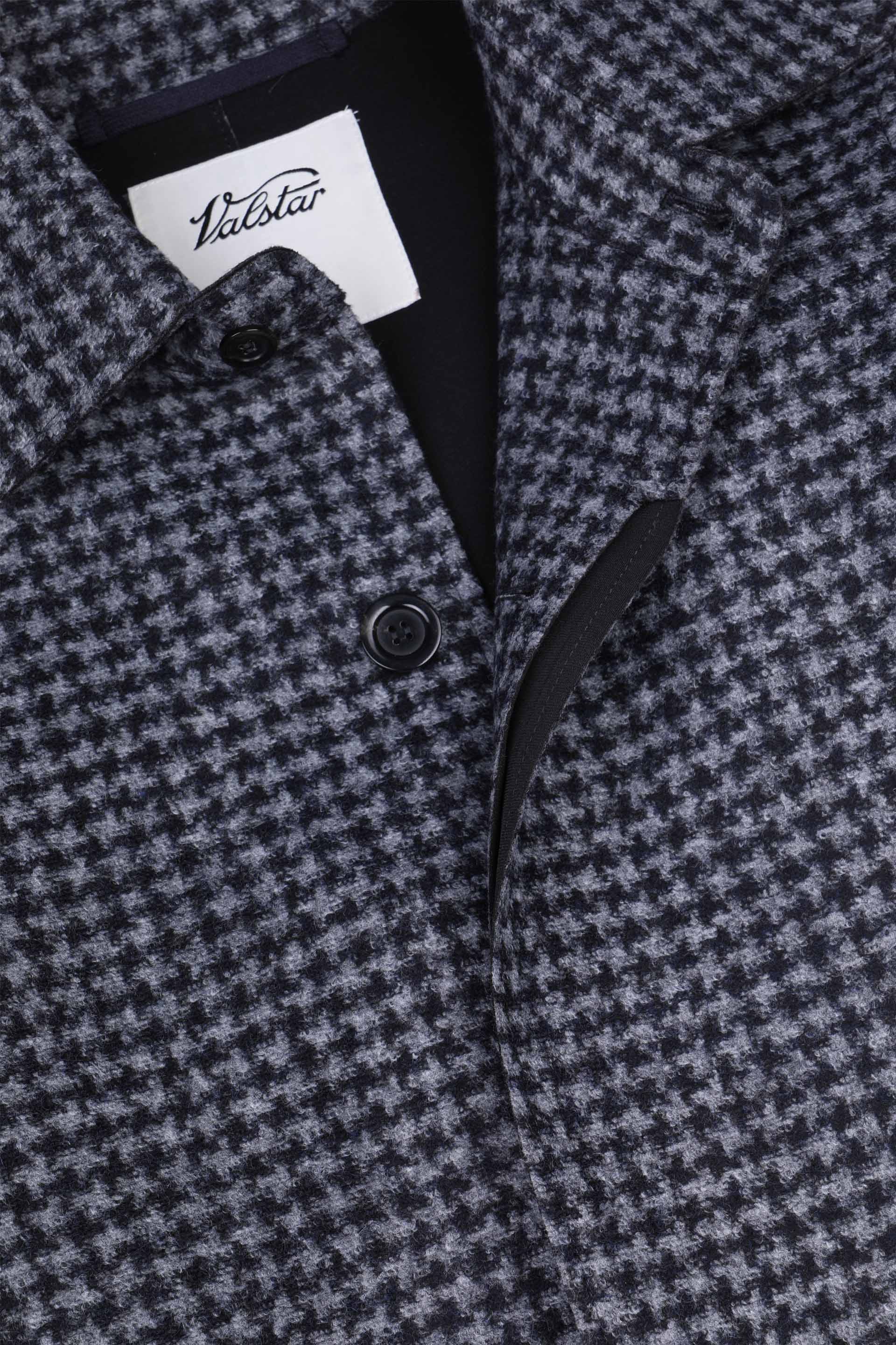 Trench in jersey tecnico, fantasia pied poule. Bicolore - Navy blue/Grigio