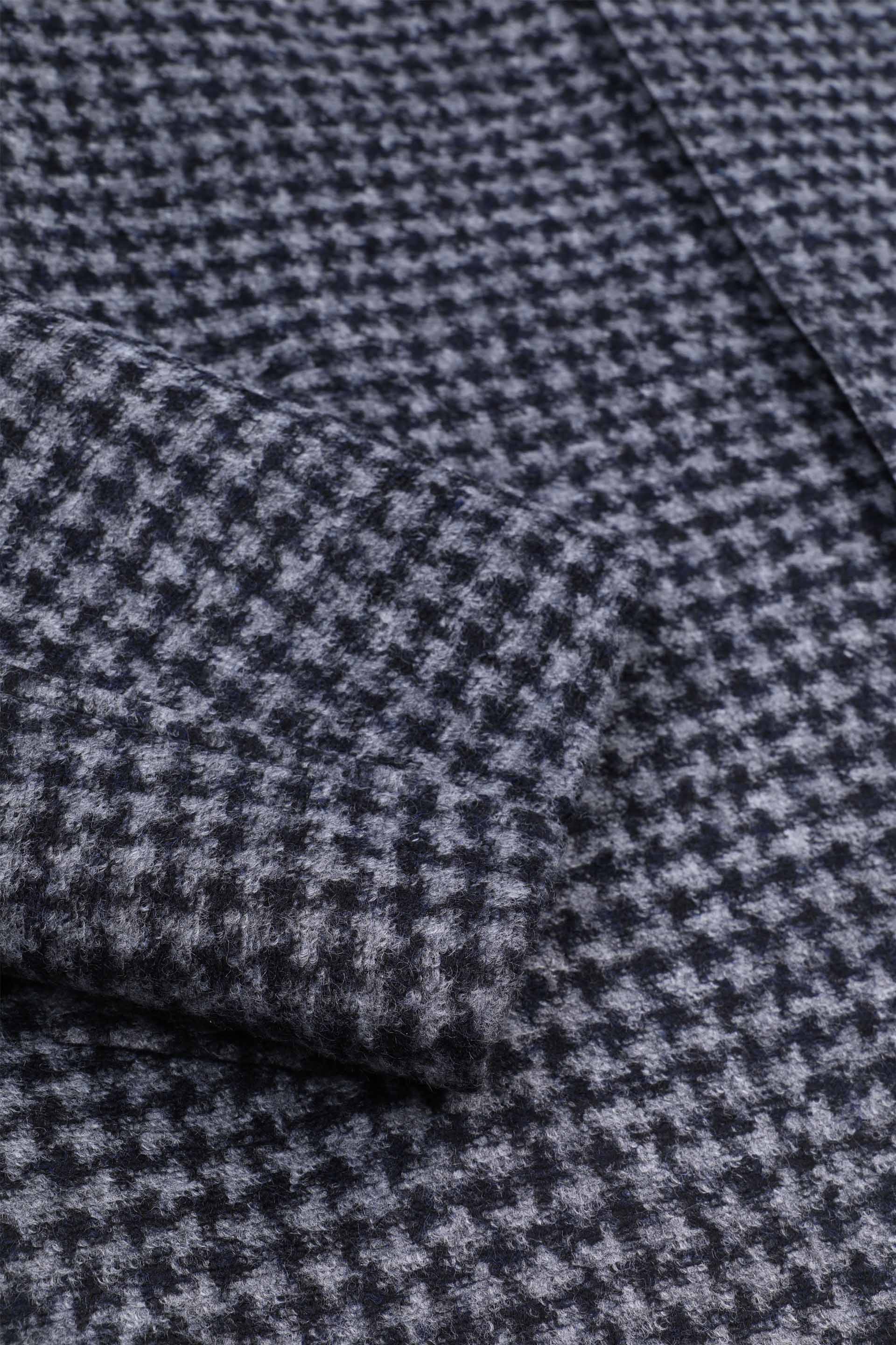 Trench in jersey tecnico, fantasia pied poule. Bicolore - Navy blue/Grigio