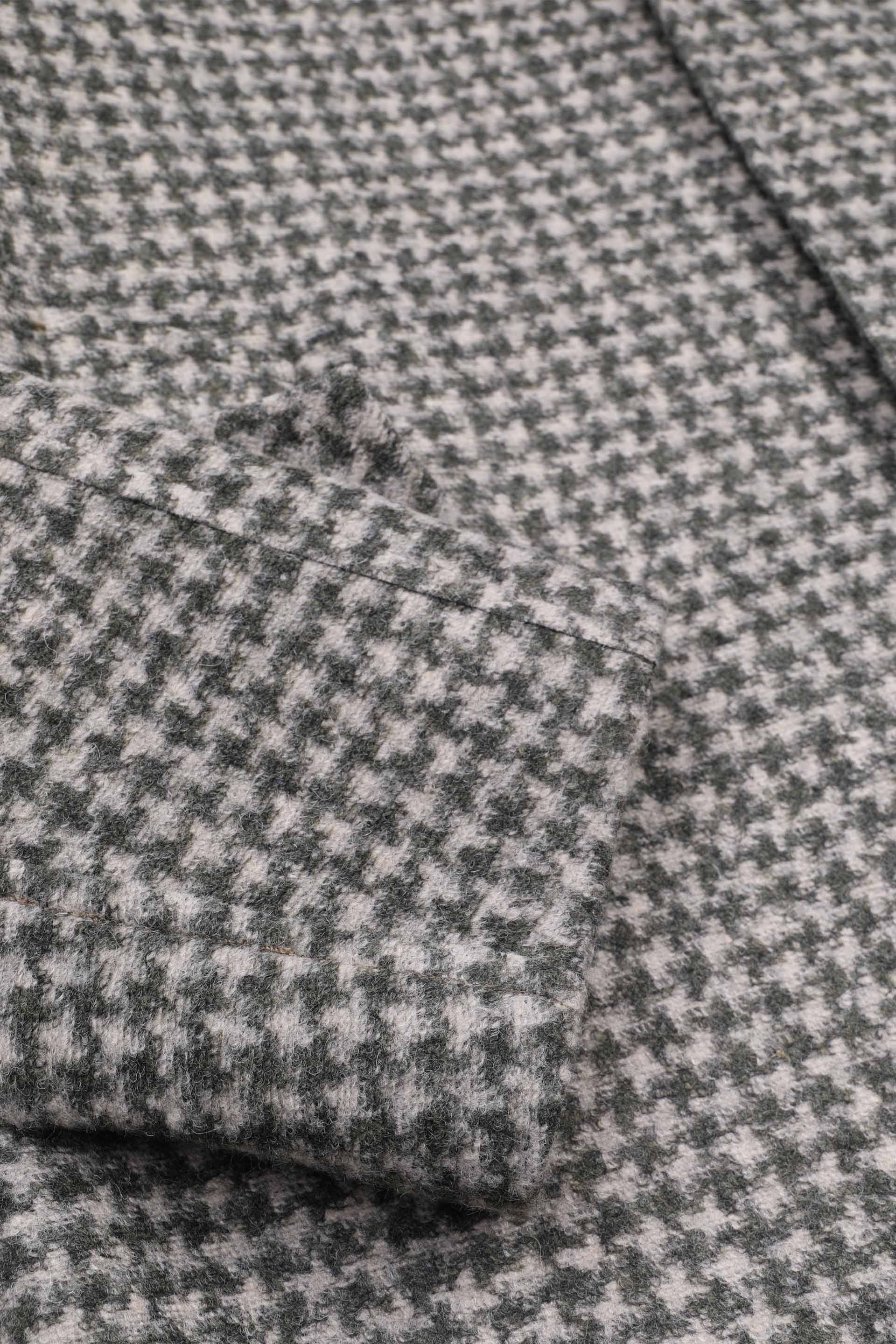 Parka con cappuccio in jersey tecnico, fantasia pied poule. Bicolore - Ecrù/Arbusto