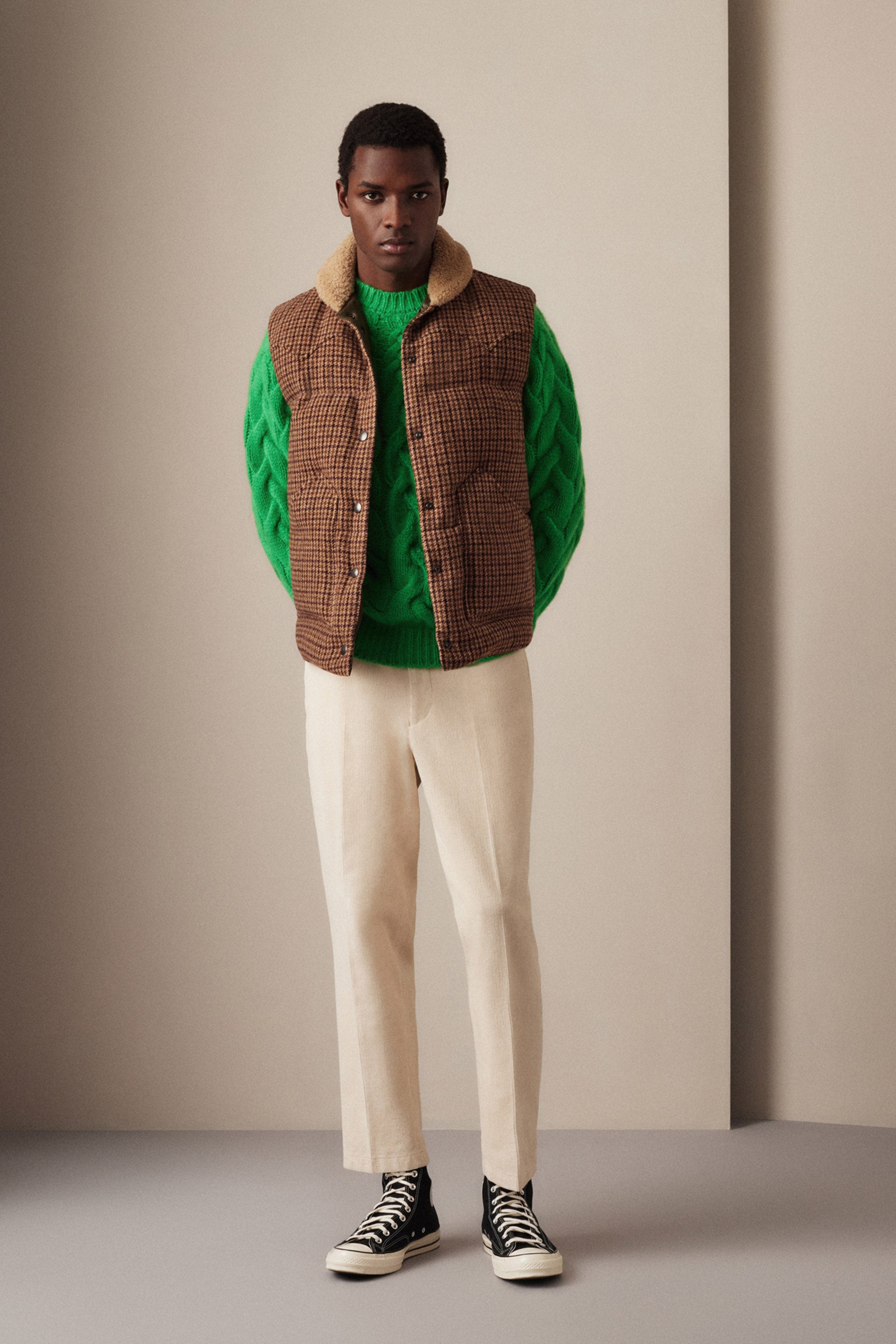 VEST - Honey/bordeaux/brown