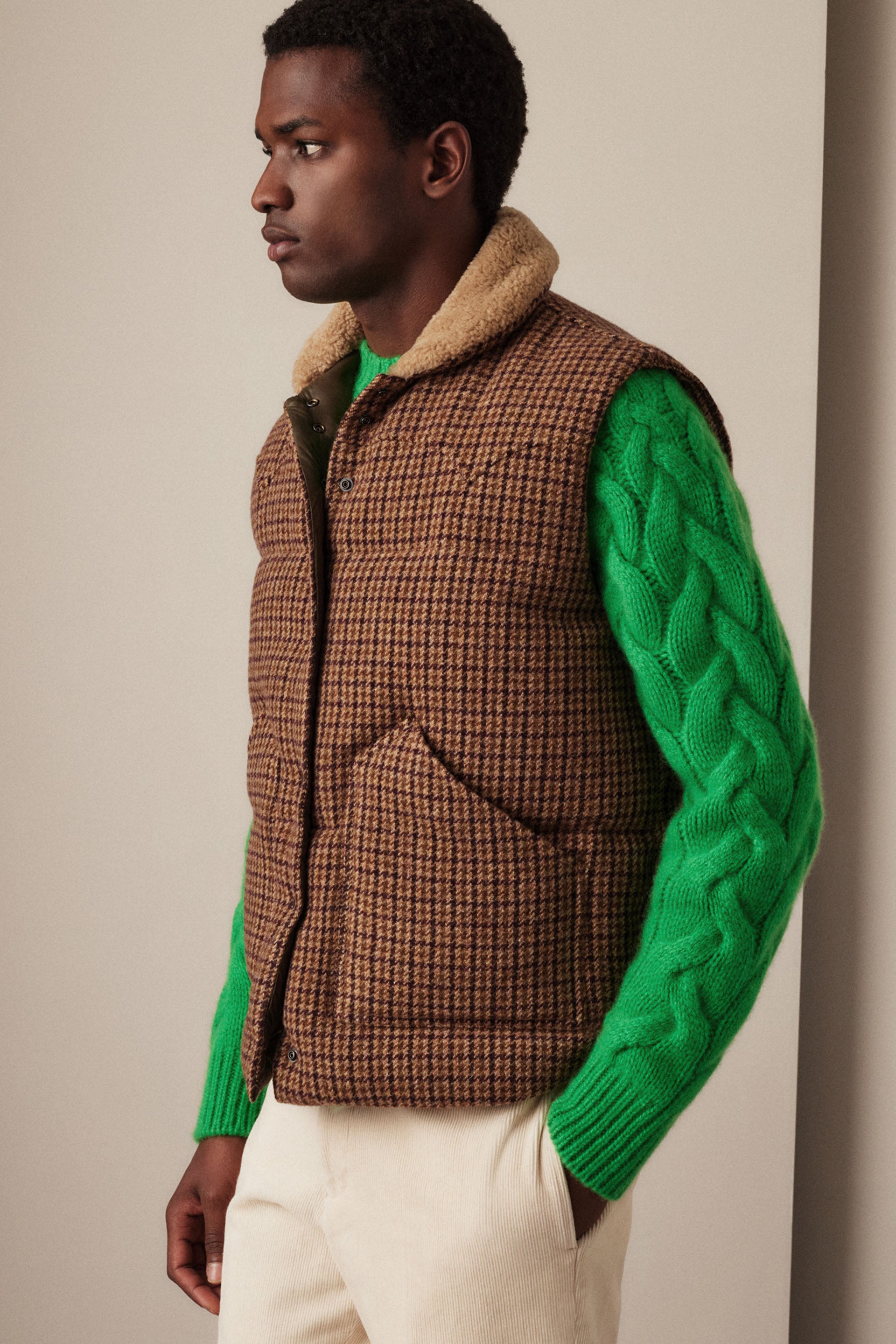 VEST - Honey/bordeaux/brown