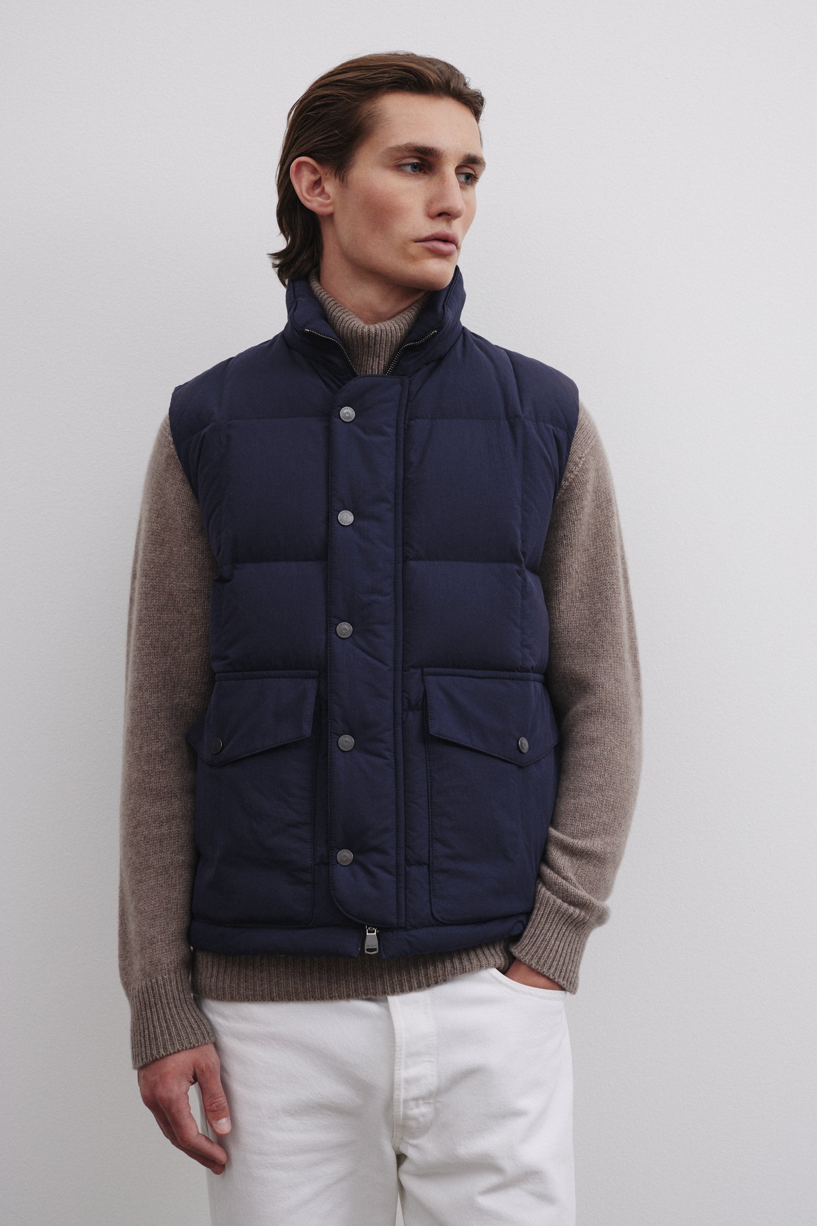 OLIVER GIUBBOTTO SENZA MANICHE IMBOTTITO IN PIUMA, NYLON WR - Navy blue
