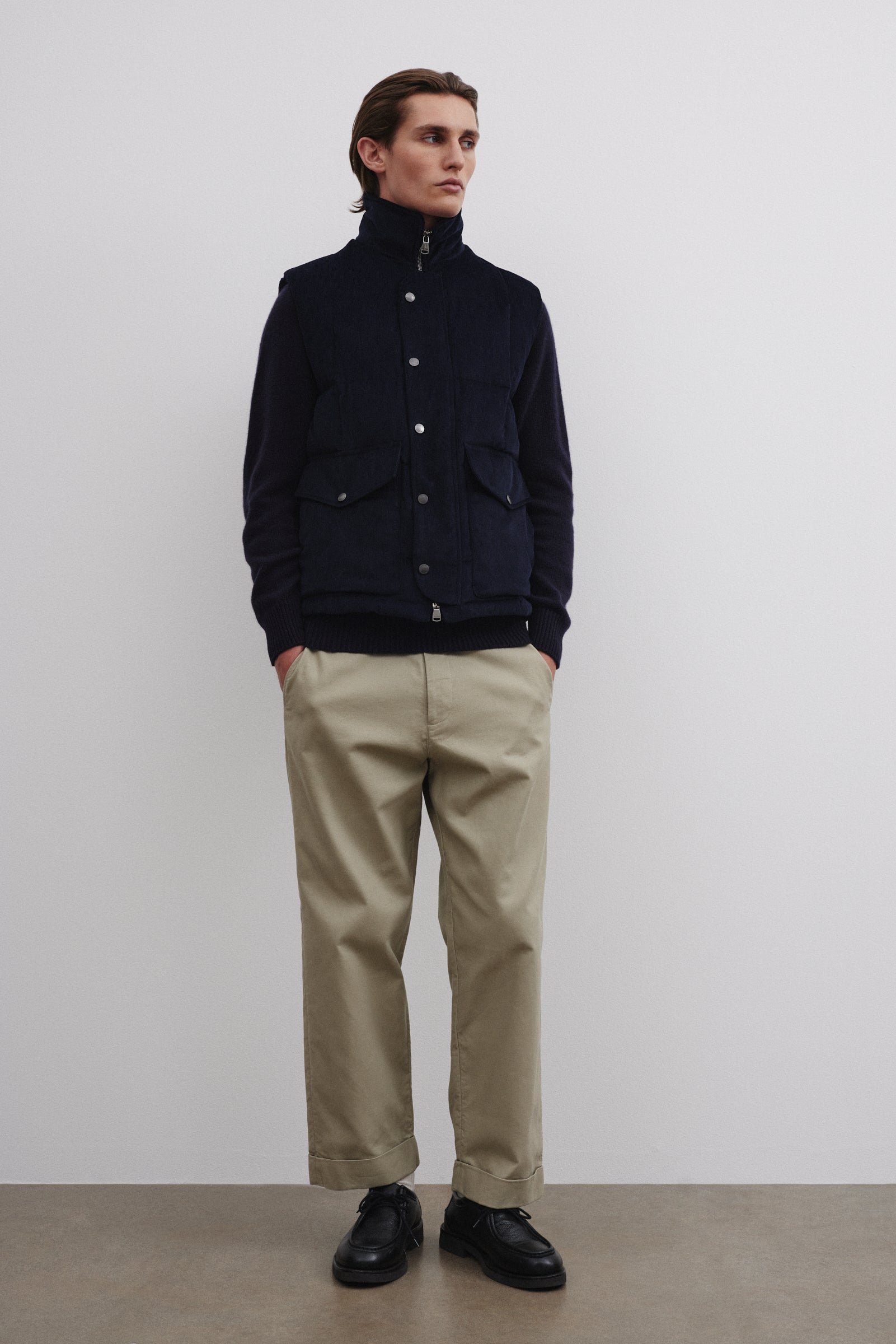 OLIVER GIUBBOTTO SENZA MANICHE IMBOTTITO IN PIUMA, VELLUTO - Navy blue