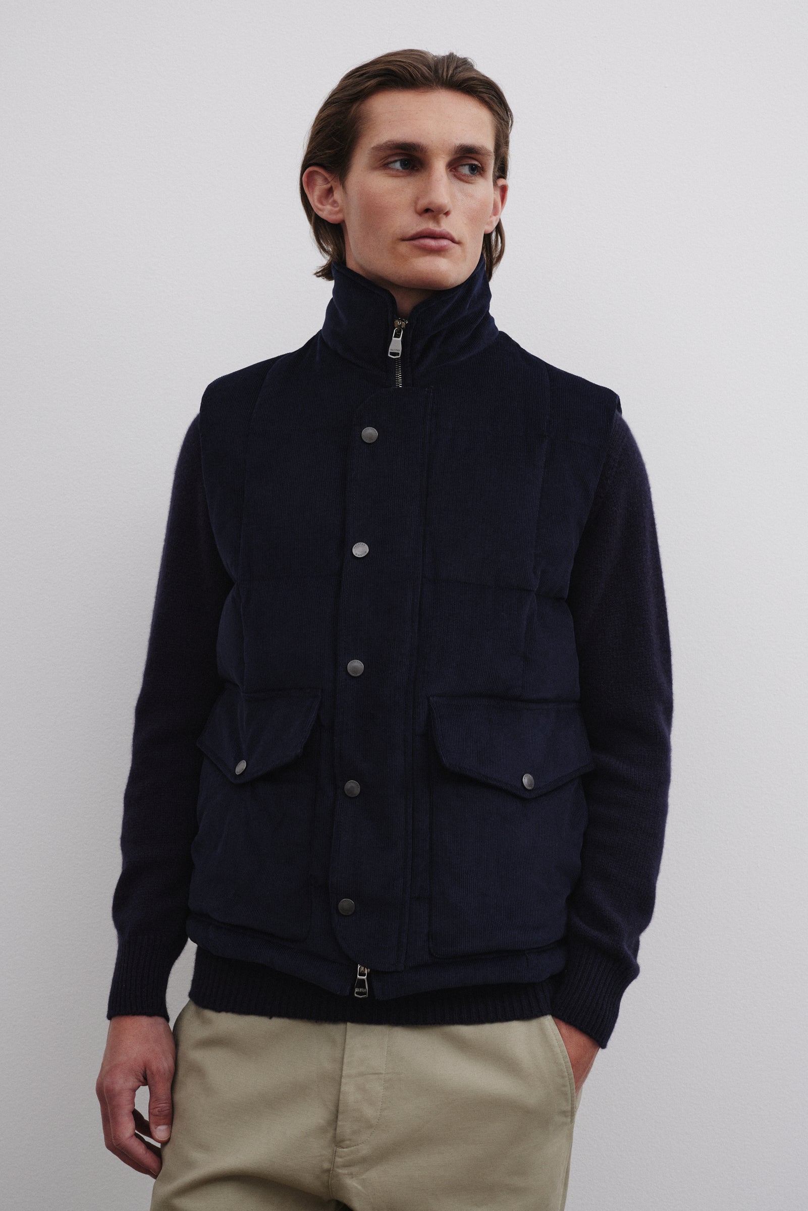 OLIVER GIUBBOTTO SENZA MANICHE IMBOTTITO IN PIUMA, VELLUTO - Navy blue
