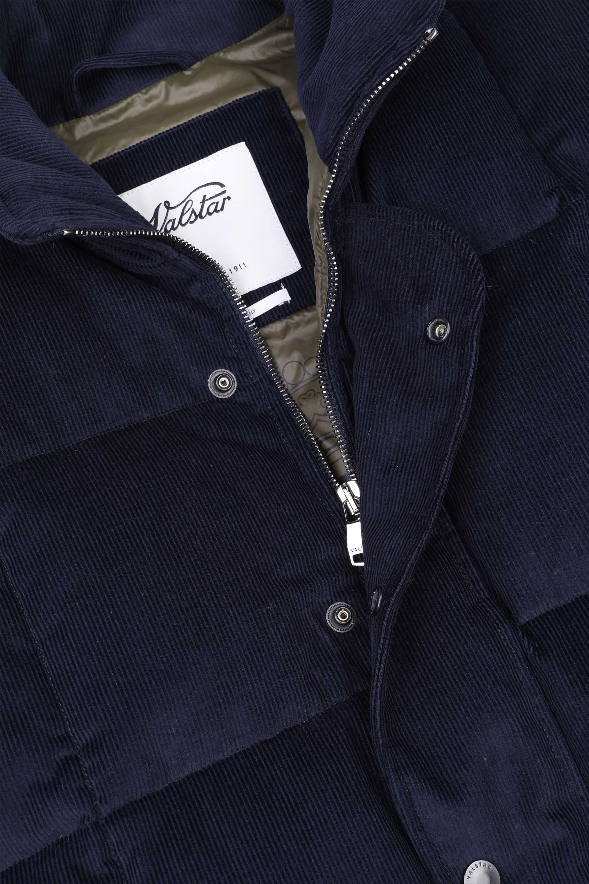 Oliver goose down vest in cotton corduroy. Blue - Navy