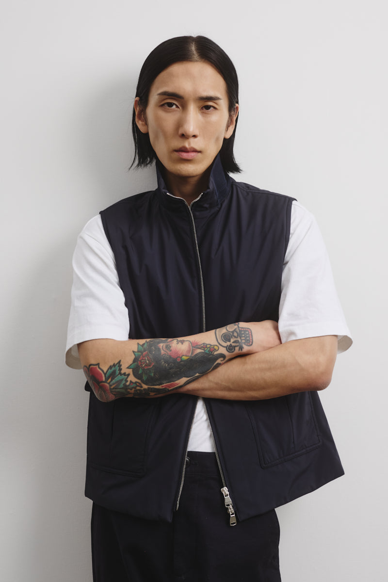 Gilet Caddy in microfibra accoppiata a 3 strati, waterproof. - Navy blue