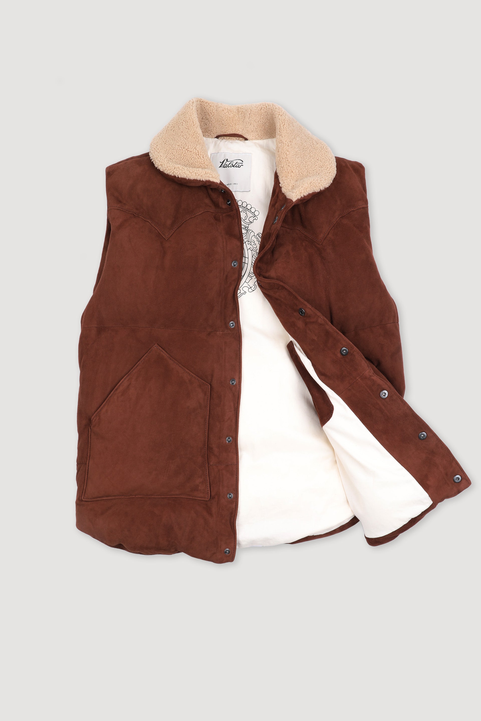 GILET IMBOTTITO PIUMA, SUEDE - Burnt red