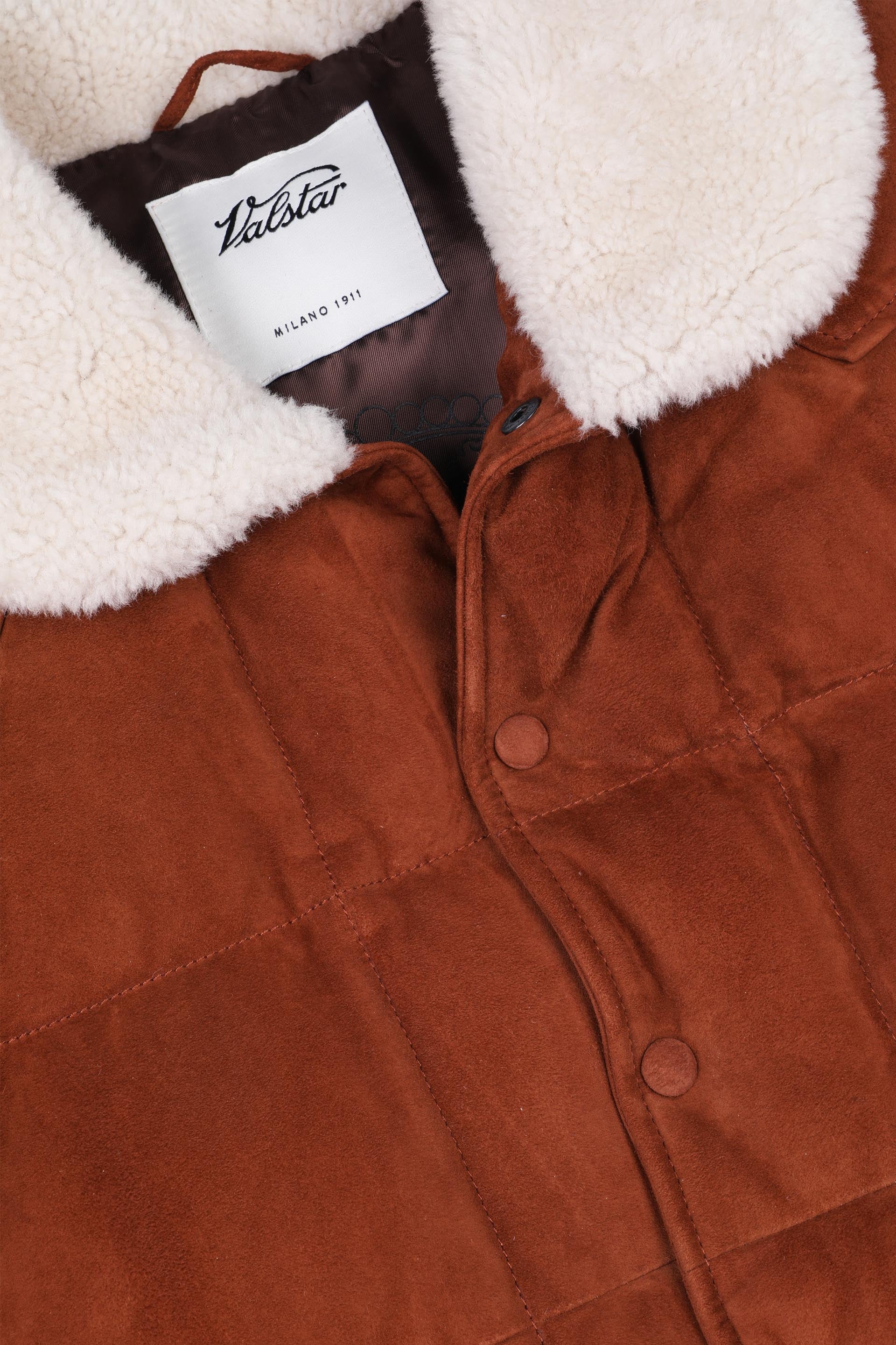 GILET YOSEMMITE IMBOTTITO PIUMA, COLLO IN MONTONE, SUEDE - Brandy