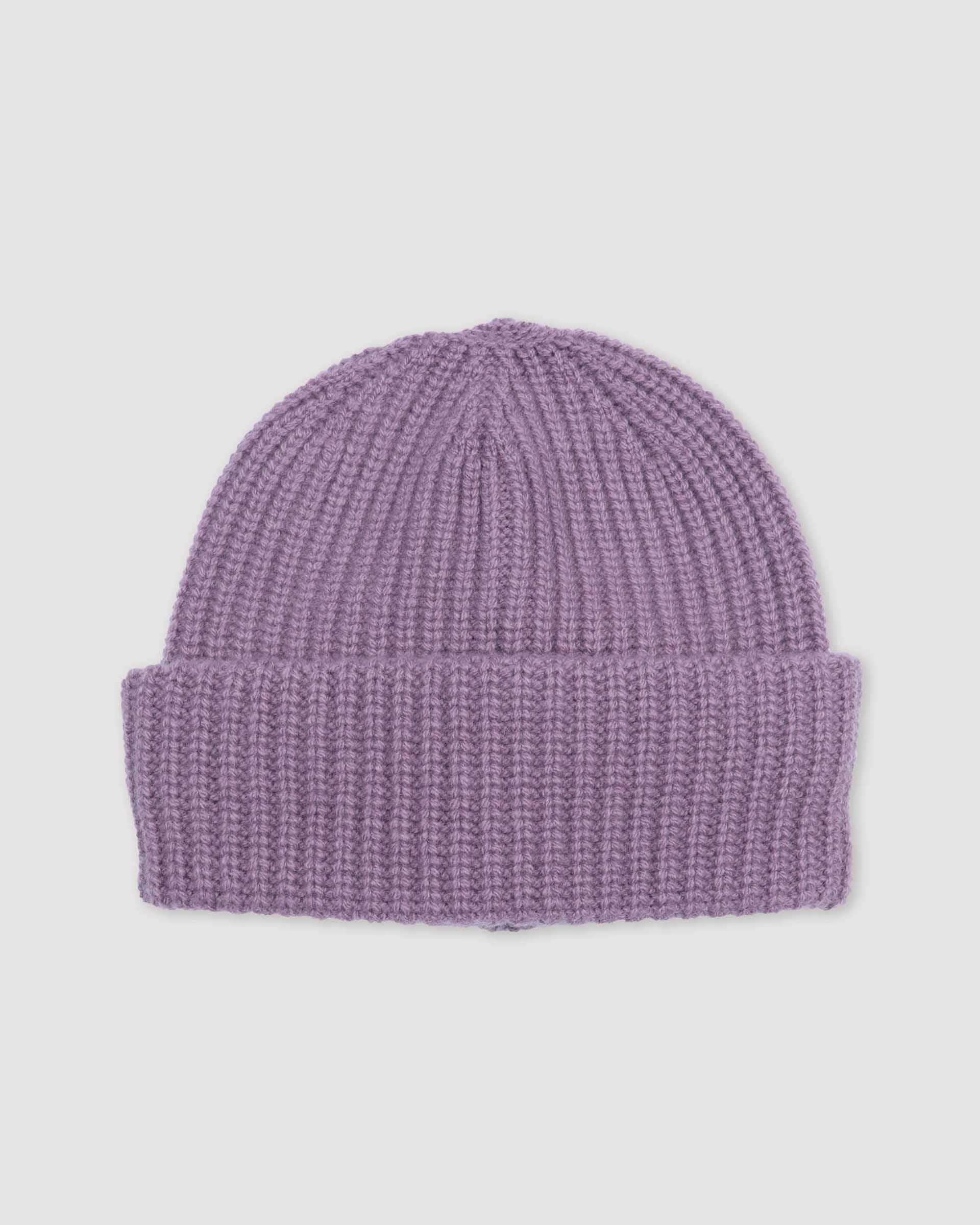 Berretto in cashmere lavorato a maglia inglese. Viola - Malva
