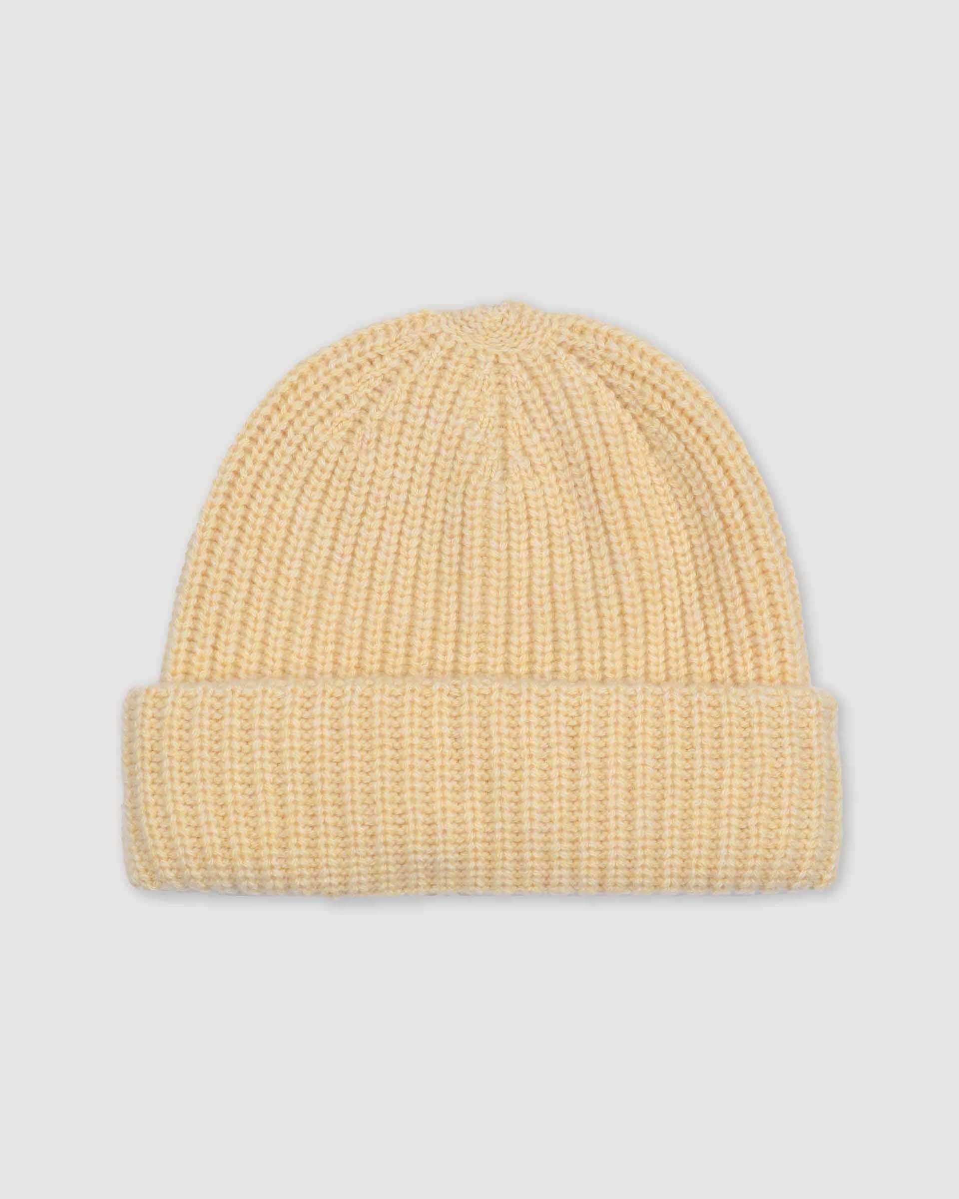 Berretto in cashmere lavorato a maglia inglese. Giallo - Yellow