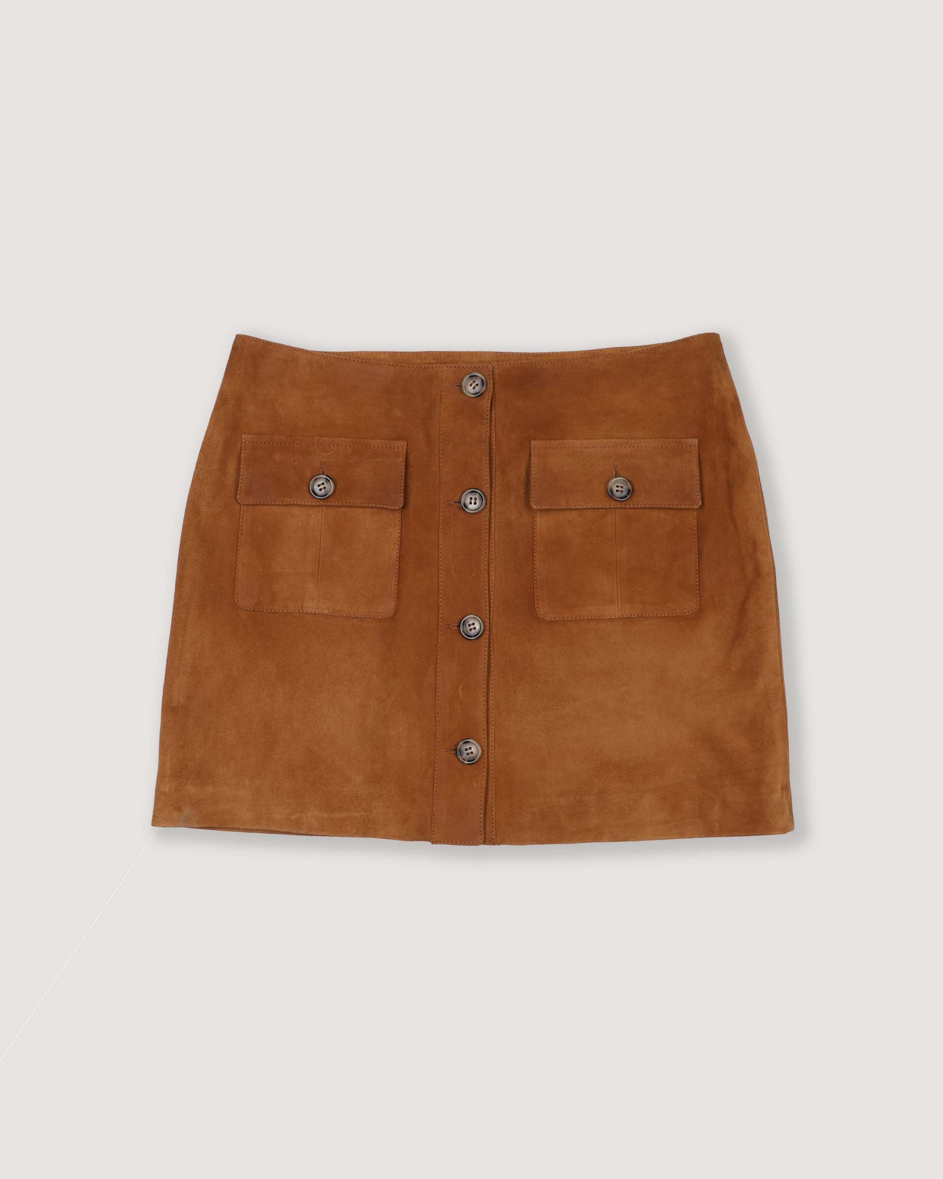 DONNA-MINIGONNA ( VALSTARINA ) IN  LIGHT SUEDE VINTAGE, FODERATA - Avana