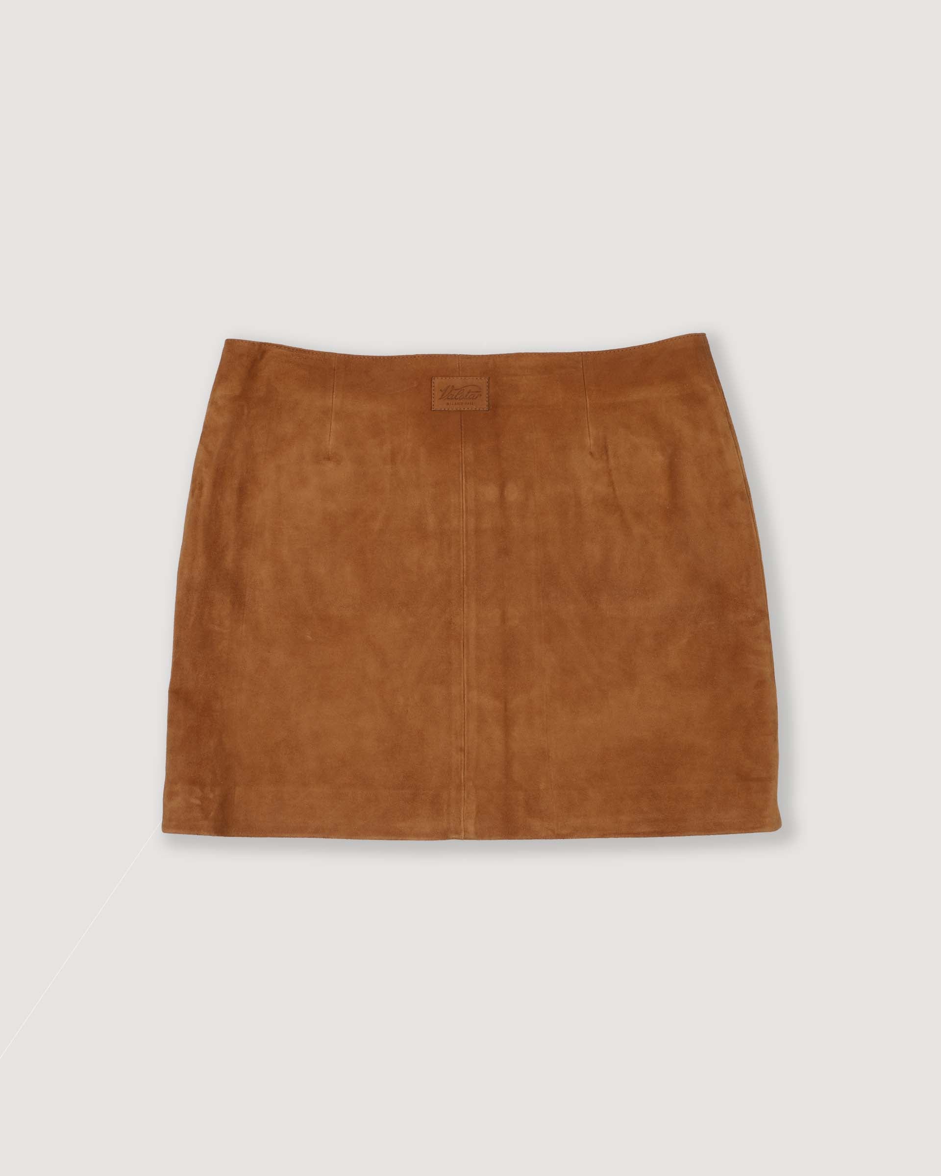 DONNA-MINIGONNA ( VALSTARINA ) IN  LIGHT SUEDE VINTAGE, FODERATA - Avana