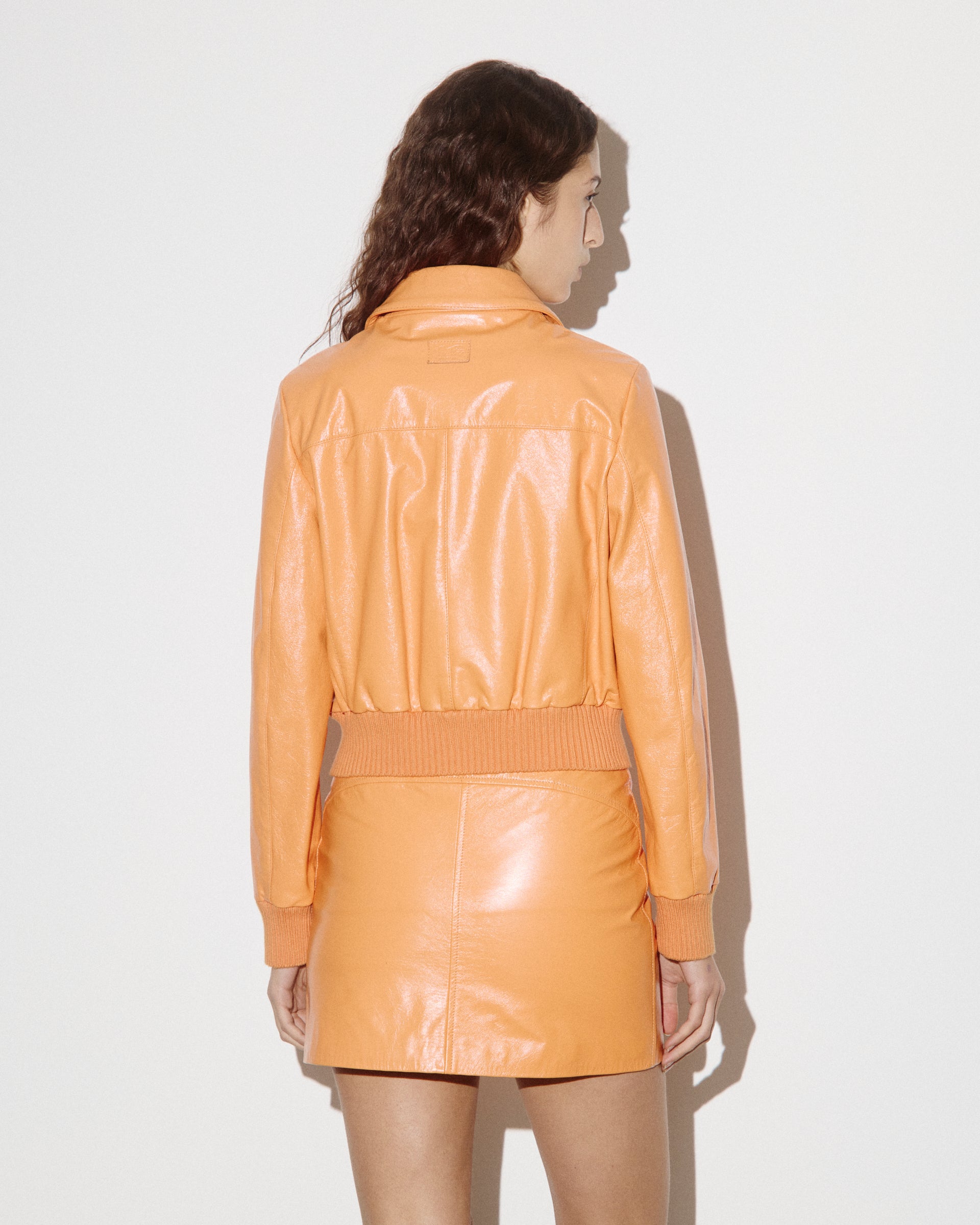 DONNA-MINIGONNA WORK IN VERNICE, FODERATA - Orange autumn