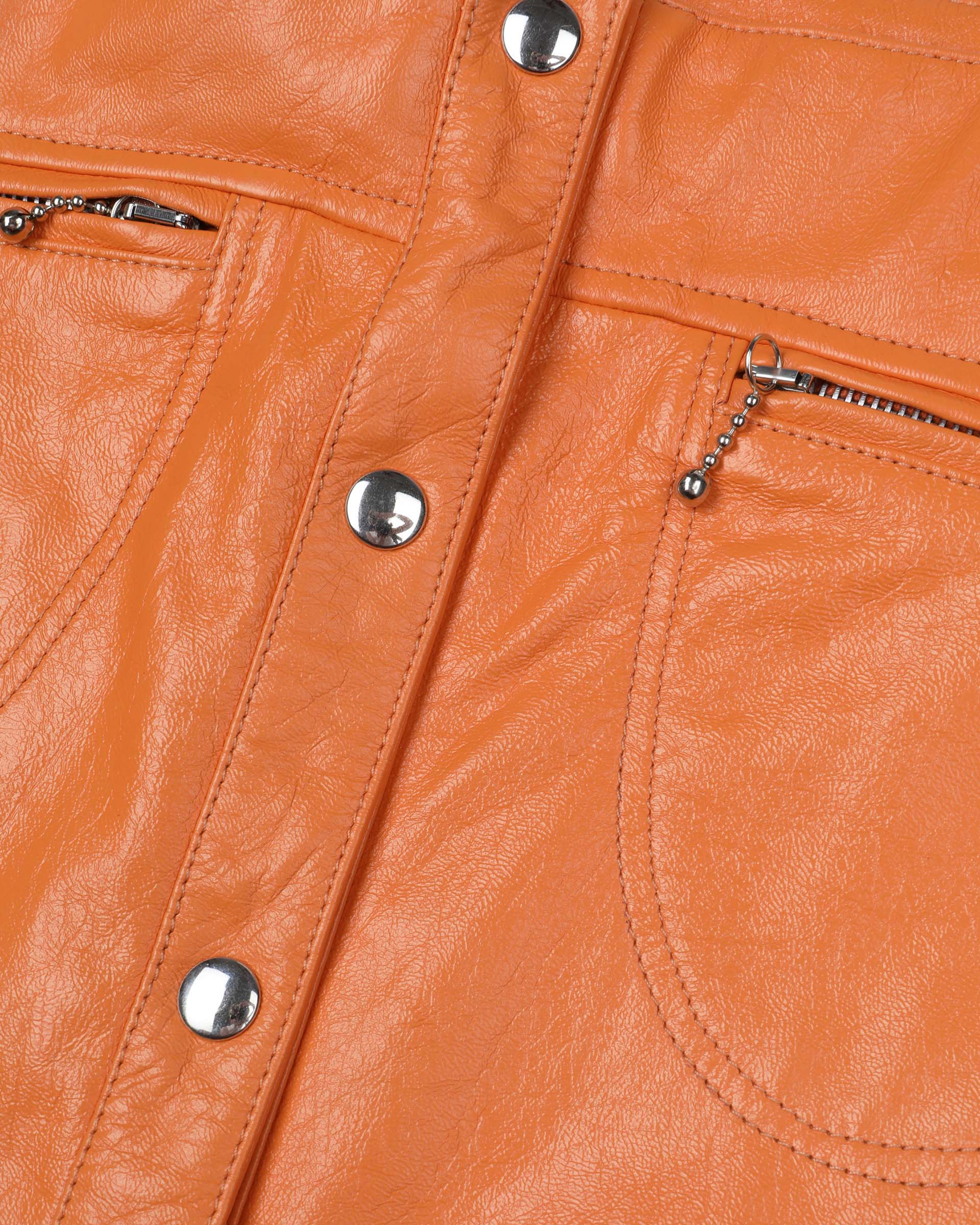 DONNA-MINIGONNA WORK IN VERNICE, FODERATA - Orange autumn