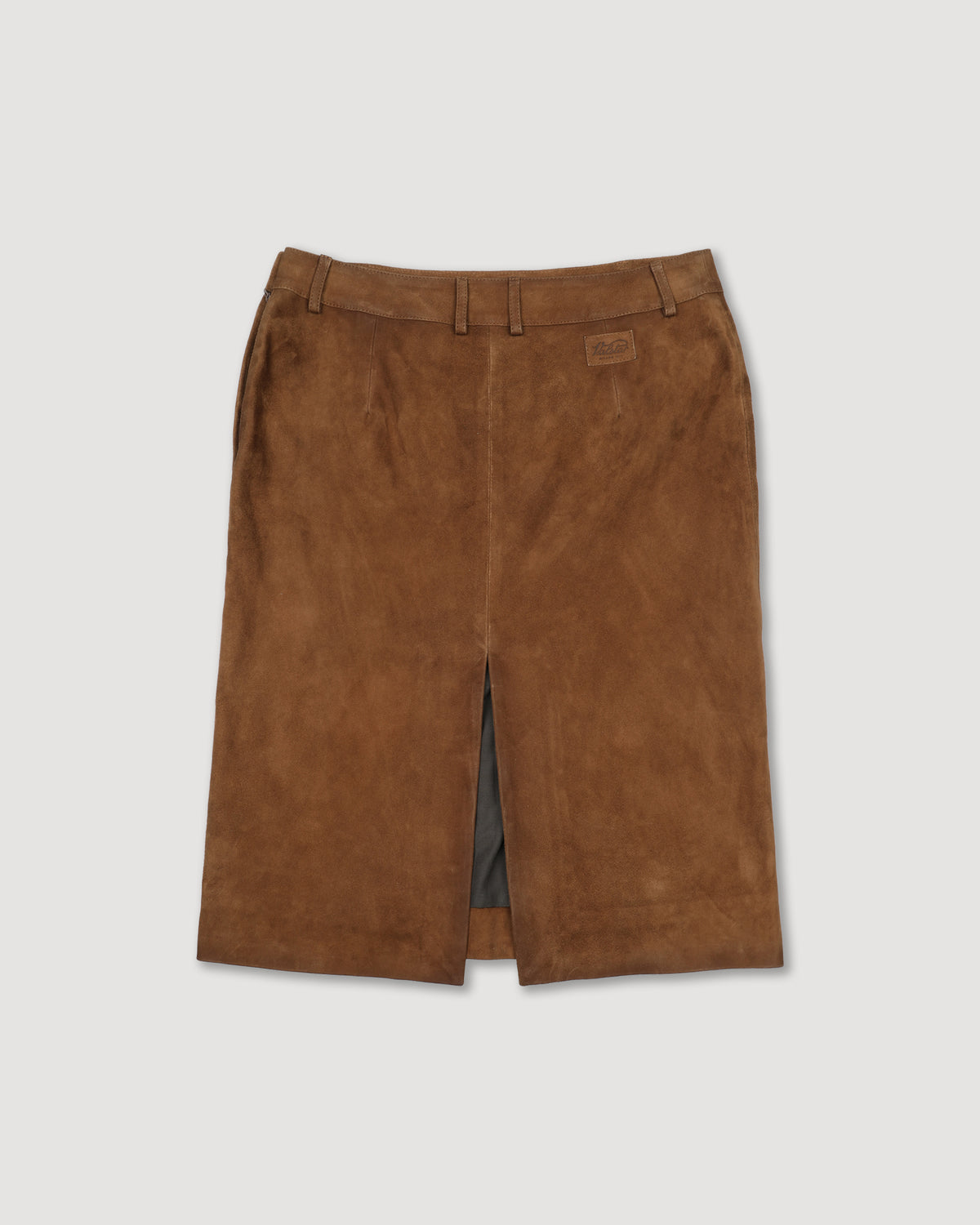 Gonna tubino in light suede effetto vintage. Marrone - Tabacco