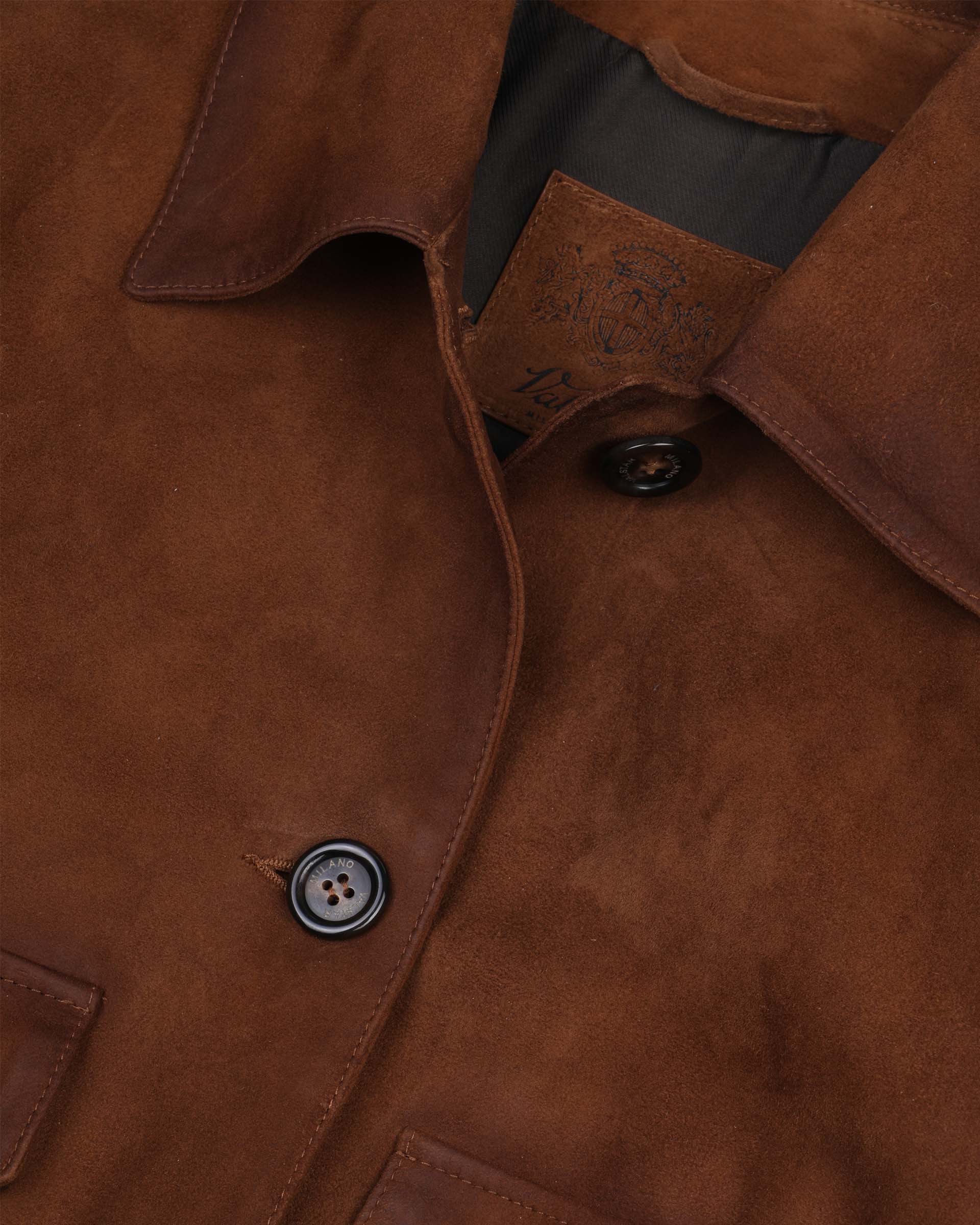 Giubbotto Valstarino cropped in light suede effetto vintage, foderato. Marrone - Tabacco