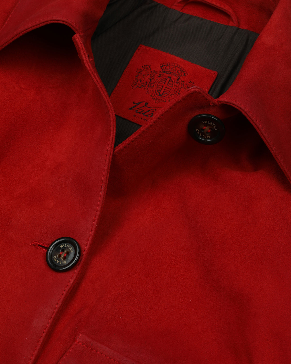 Giubbotto Valstarino cropped in light suede effetto vintage, foderato. Rosso - Red