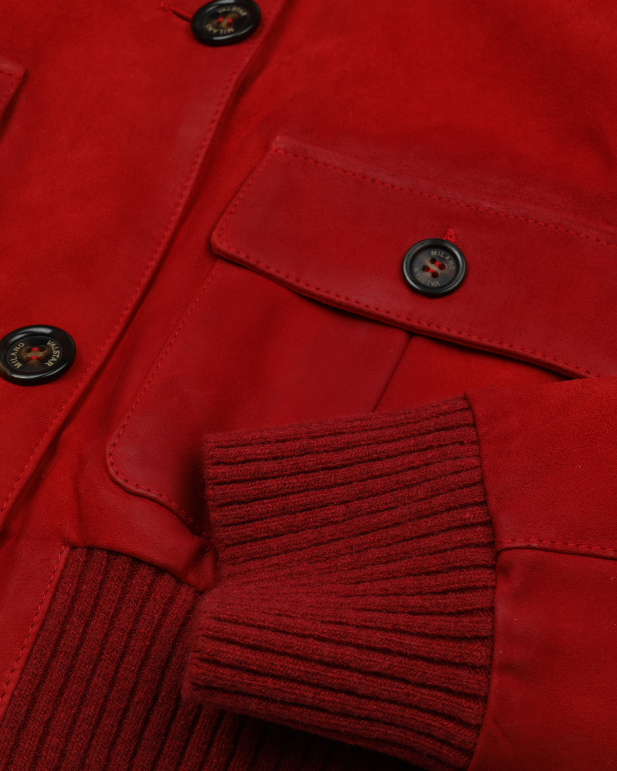 Giubbotto Valstarino cropped in light suede effetto vintage, foderato. Rosso - Red