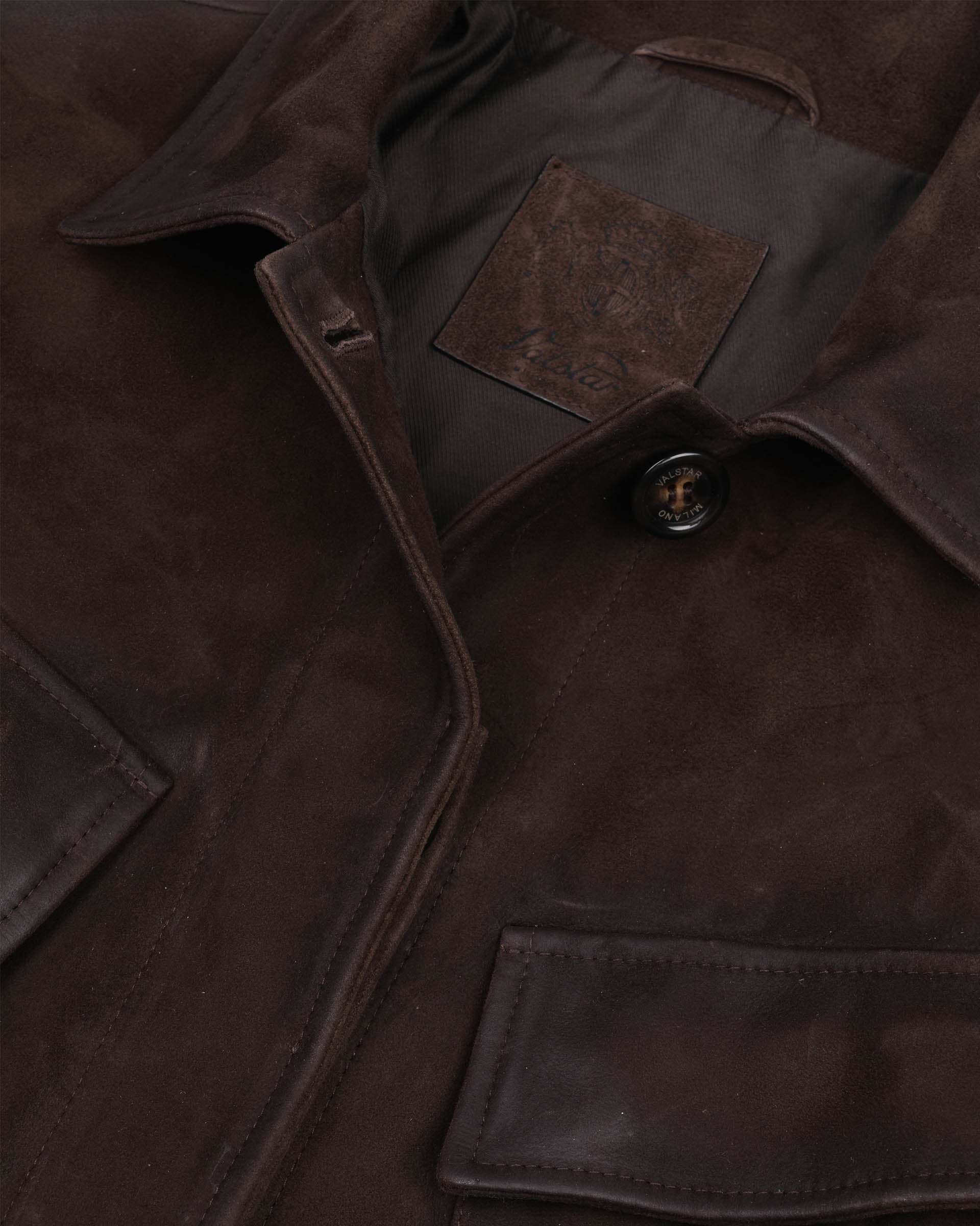 Giacca Sahariana in heavy suede effetto vintage. Marrone - Brown