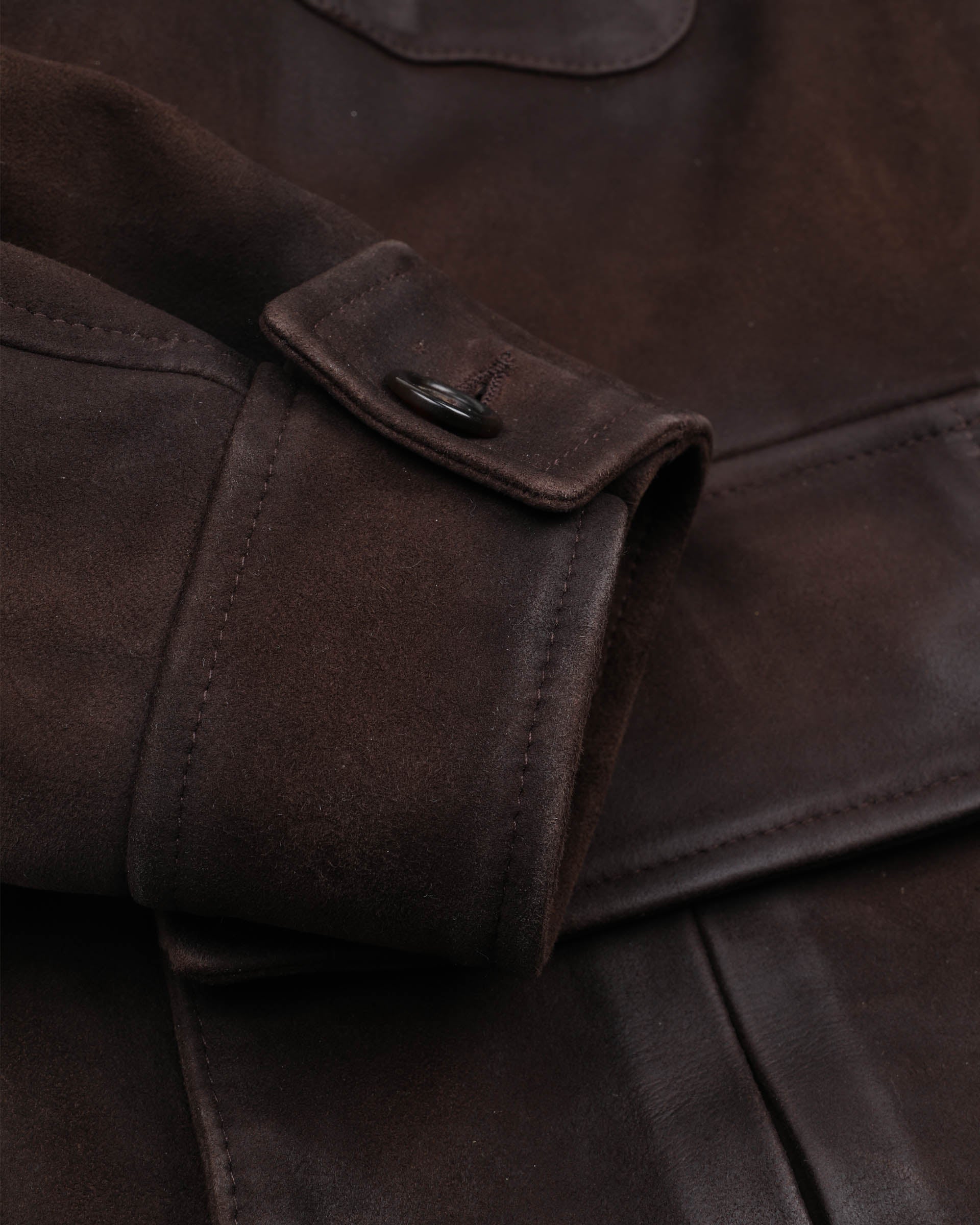 Giacca Sahariana in heavy suede effetto vintage. Marrone - Brown