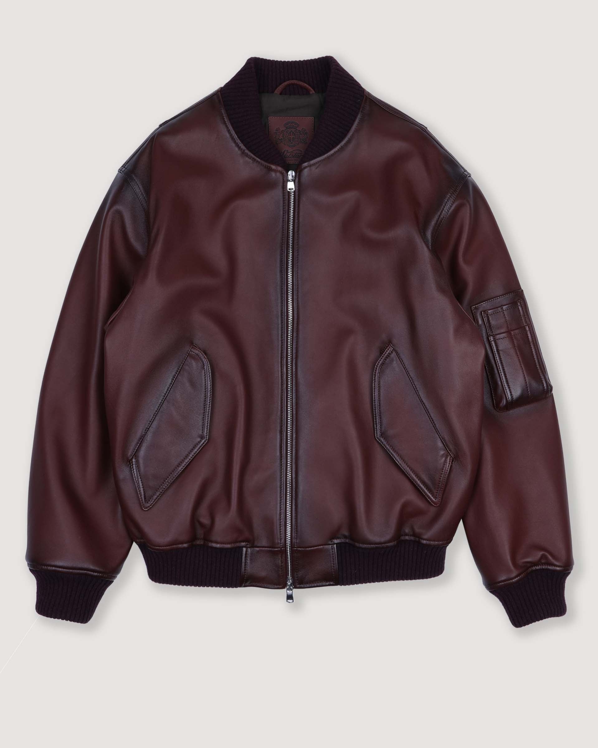 DONNA- BOMBER CON ZIP IN NAPPA, BORDI COLLO, FONDO E POLSI IN MAGLIA, FODERATO - Burgundy