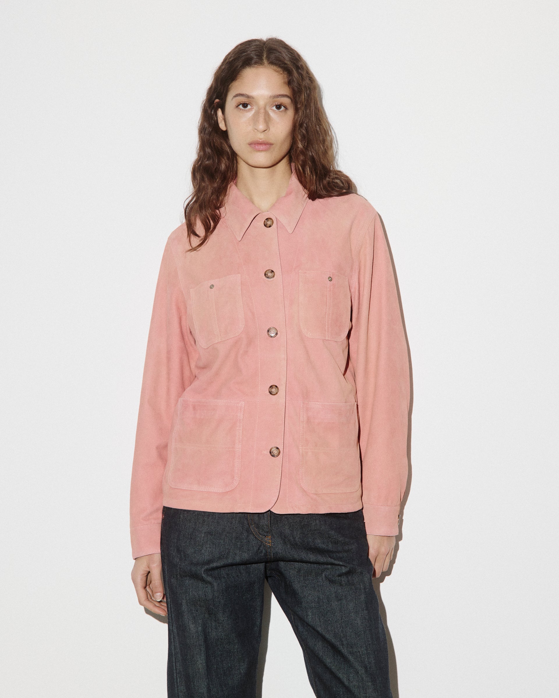 DONNA-BOXI WORK SHIRT CON BOTTONI IN LIGHT SUEDE SOLARIZZATO, FODERATO - Chili