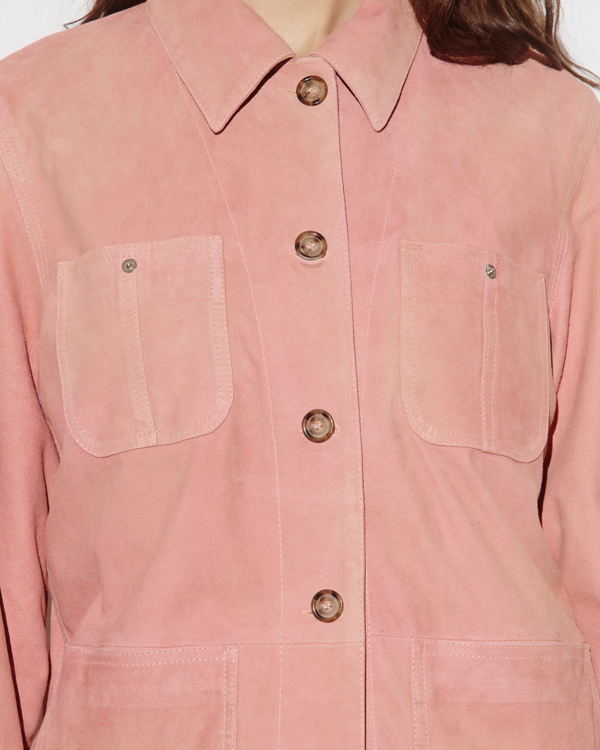 DONNA-BOXI WORK SHIRT CON BOTTONI IN LIGHT SUEDE SOLARIZZATO, FODERATO - Chili