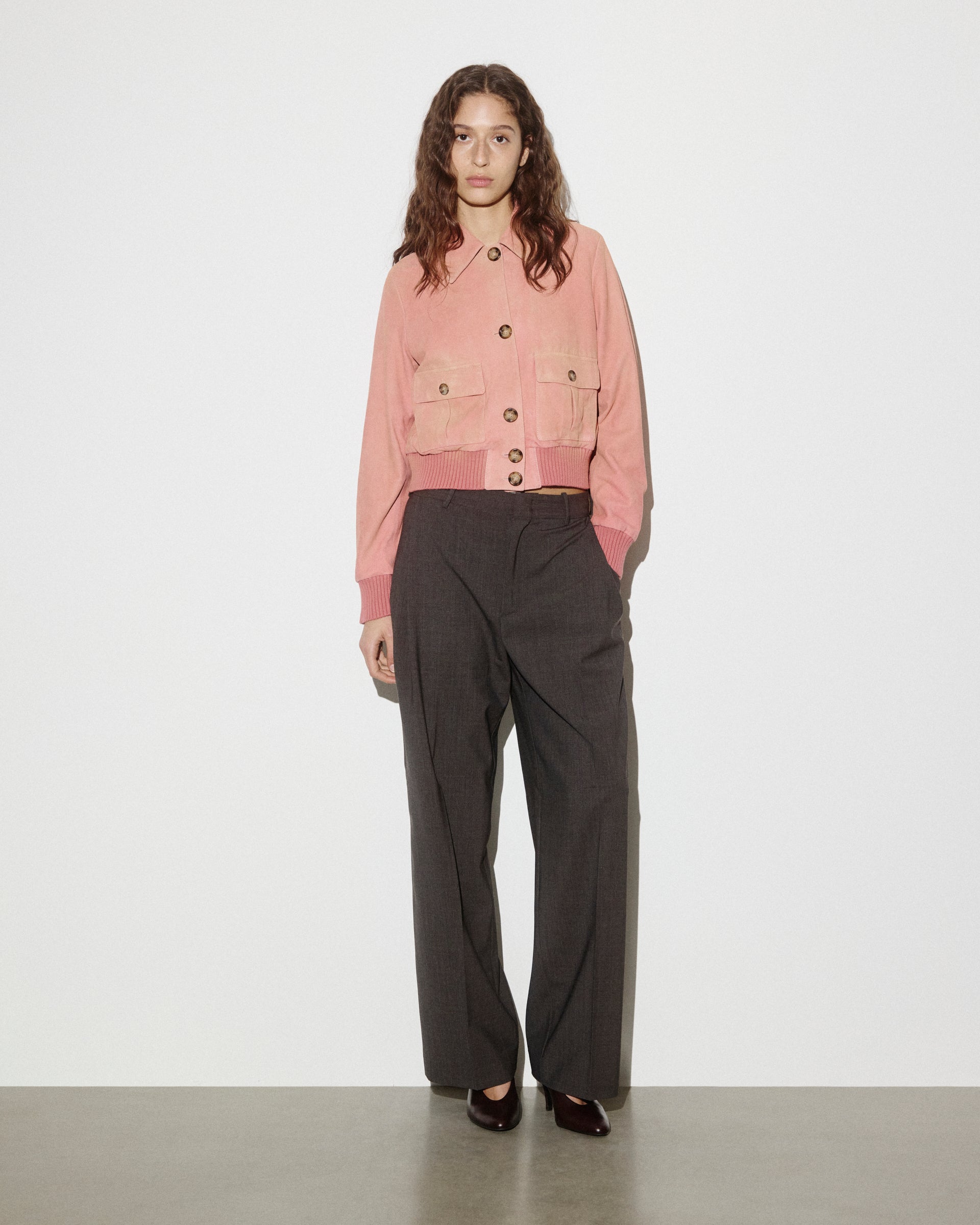 DONNA-VALSTARINO CROPPED CON BOTTONI IN LIGHT SUEDE SOLARIZZATO, BORDI FONDO E POLSI IN MAGLIA, FODERATO - Chili